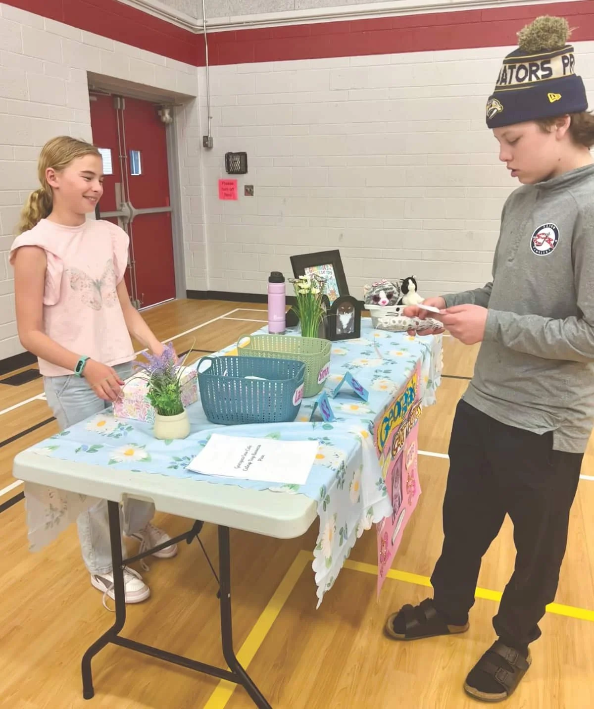 Young entrepreneurs sell their wares at Eston Composite School