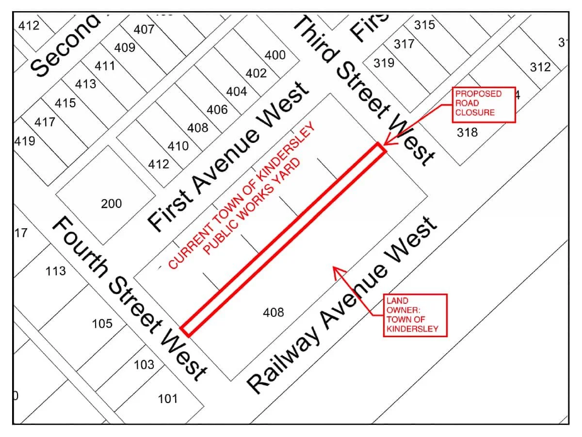 Town of Kindersley intends to close alley, add to Public Works yard