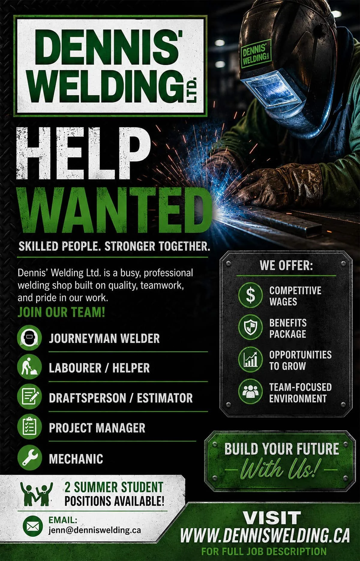 DENNIS' WELDING: HELP WANTED