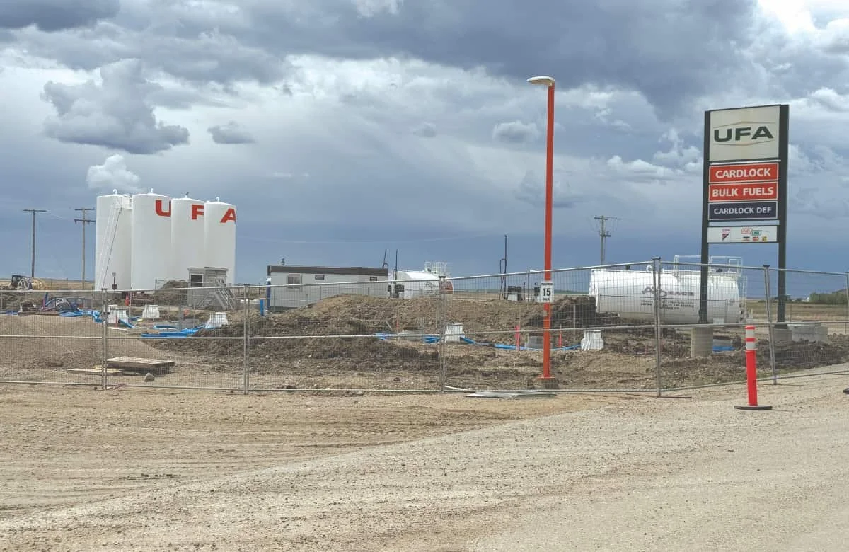 Stormy skies over construction