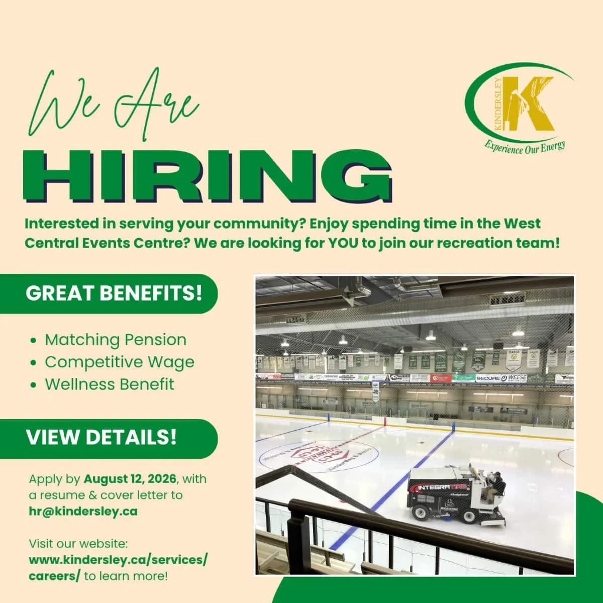 Town of Kindersley Recreation Team: We Are HIRING