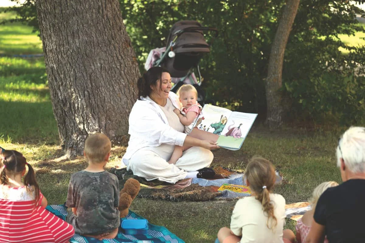 Story time under the elms