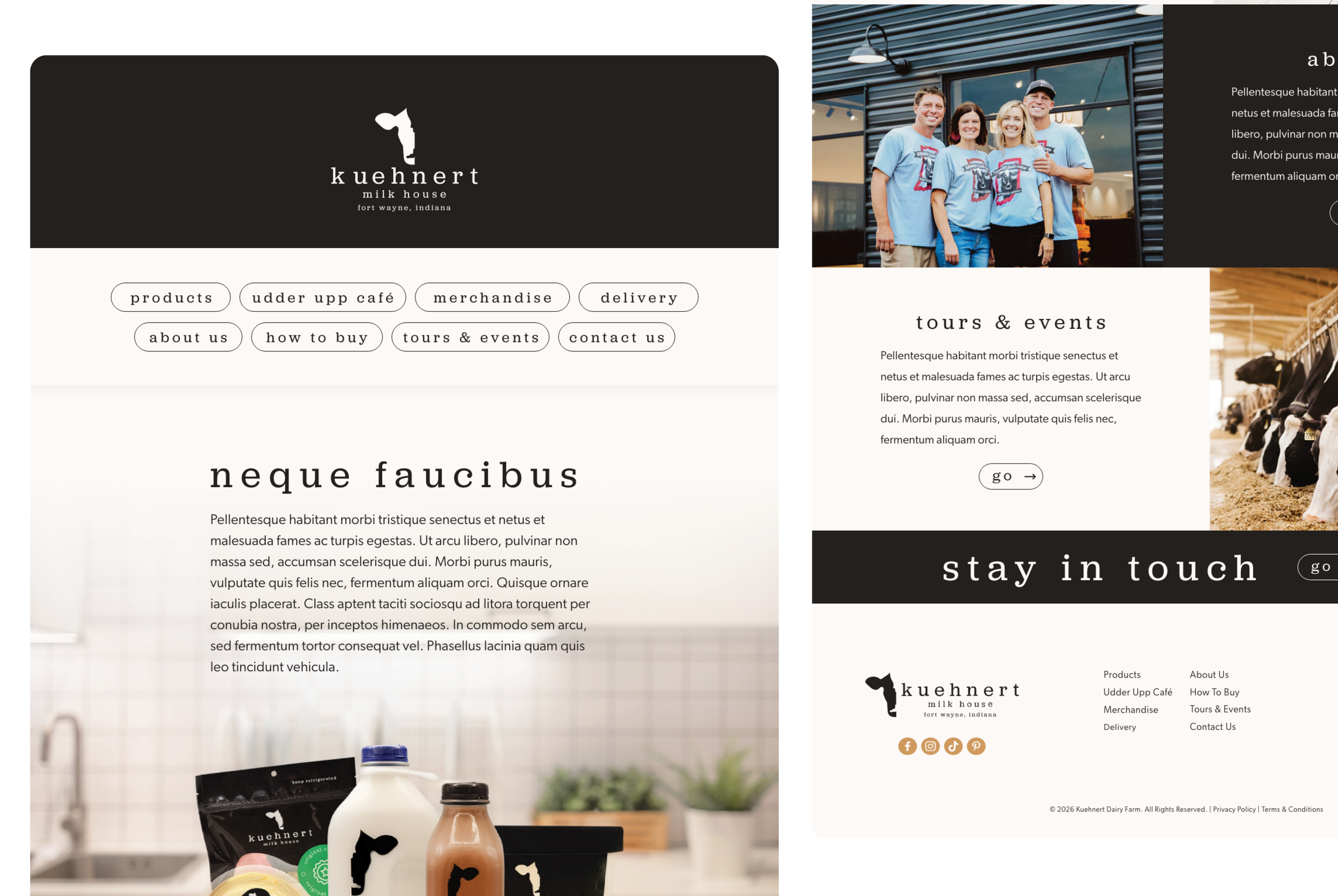 Kuehnert Milk House Website Redesign Wireframe