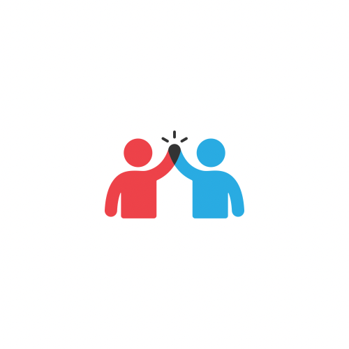 red and blue human elements high-fiving