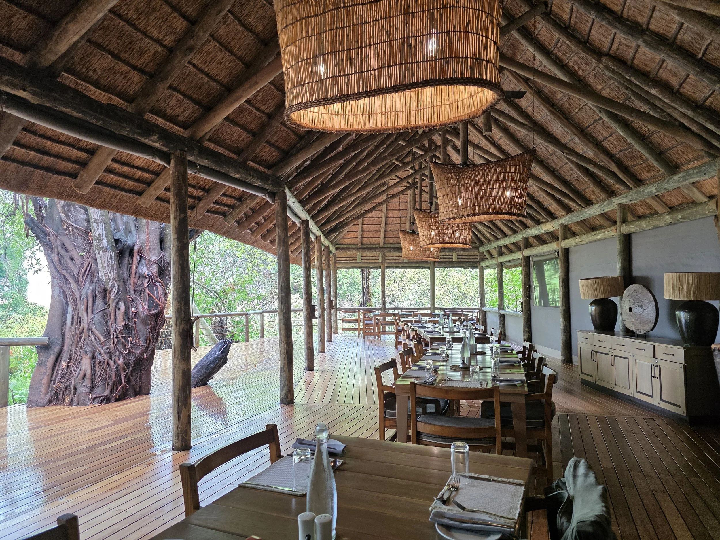 shared dining table at Camp Moremi in Botswana
