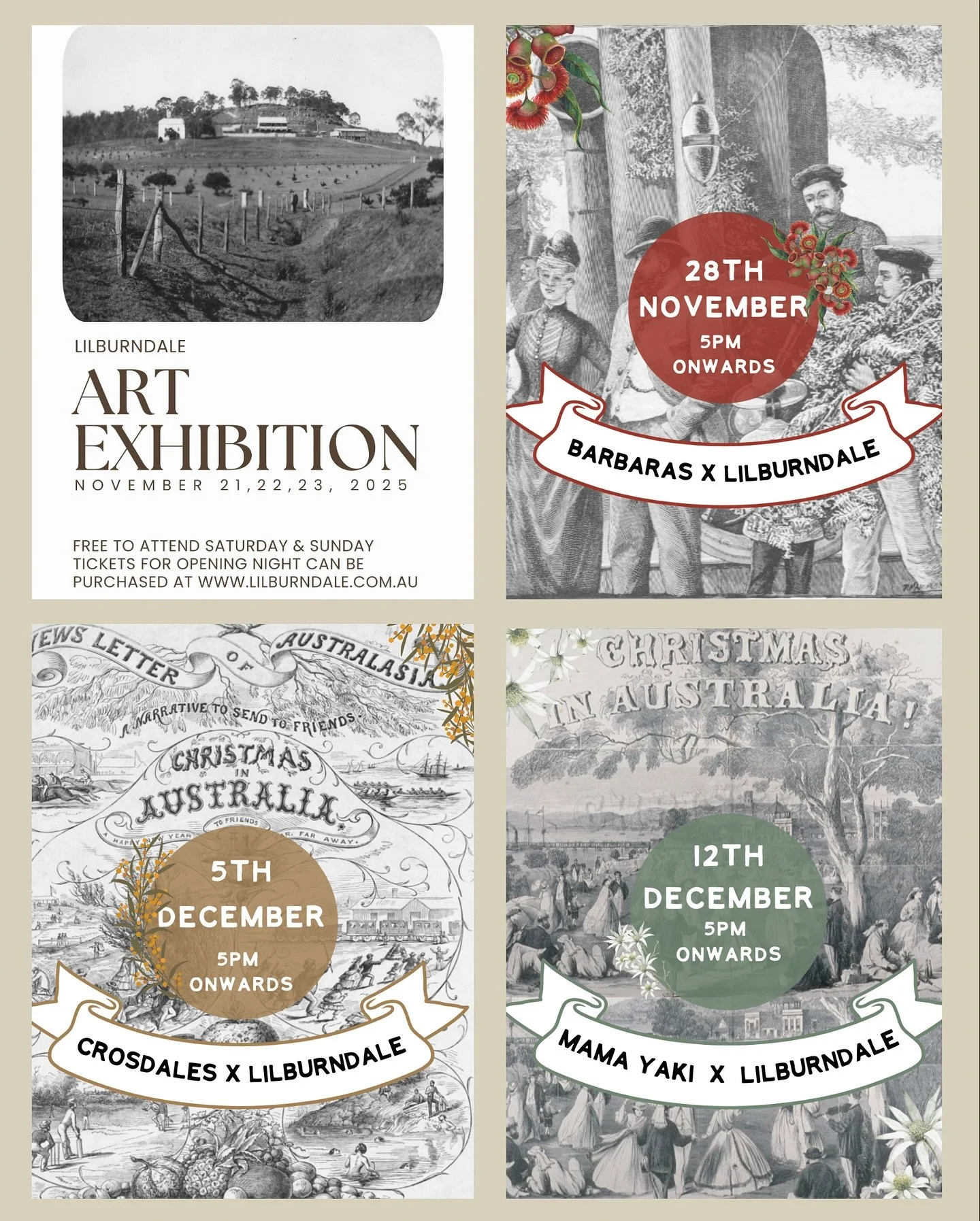 -LILBURNDALE EVENTS-
We&rsquo;ve got a bunch of events coming up over the next month at Lil. If you&rsquo;ve ever wanted to check us out and wander the property, if you&rsquo;re a returning wedding couple, or one of our loved locals there&rsquo;s som