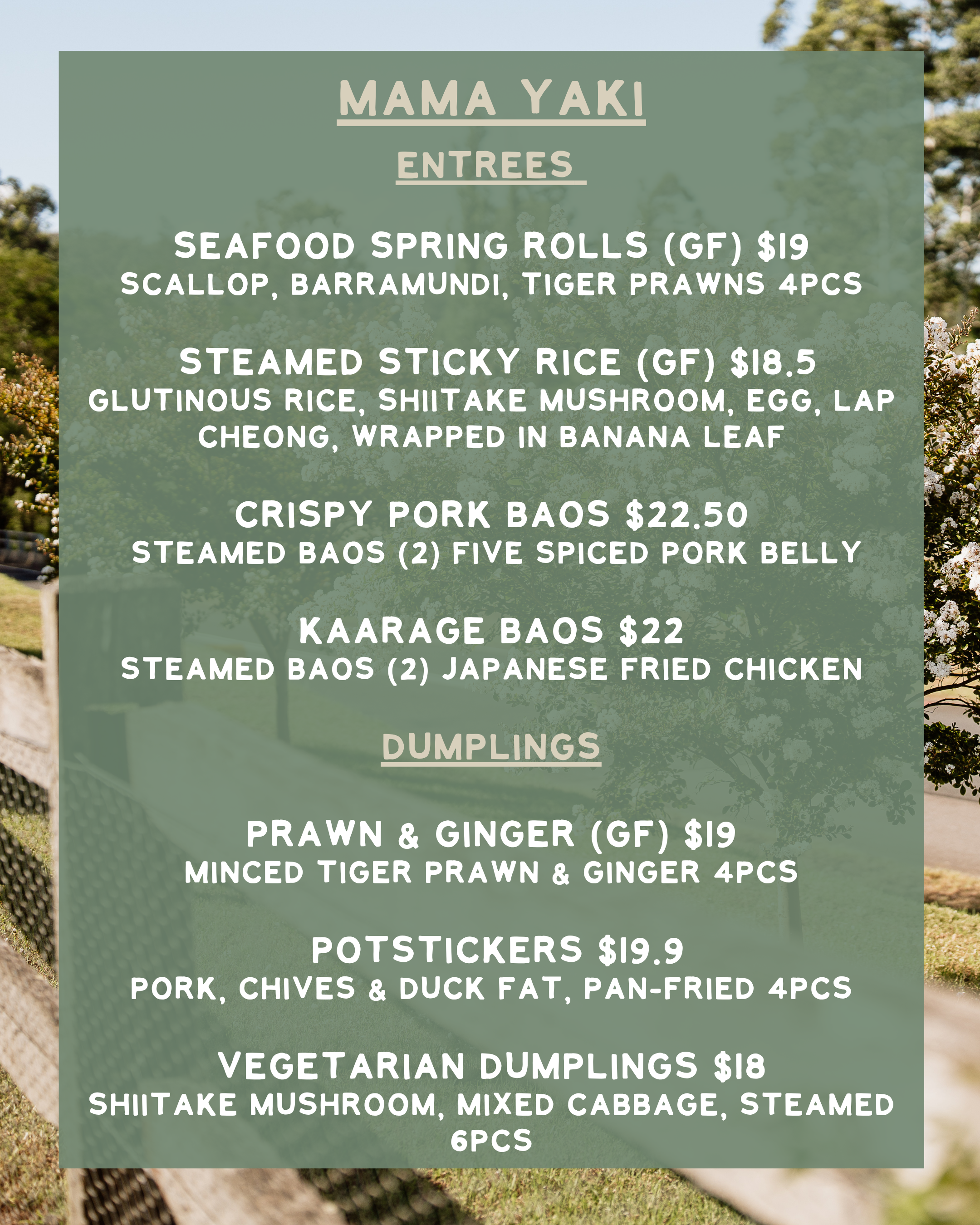 Mama Yaki Menu Lilburndale