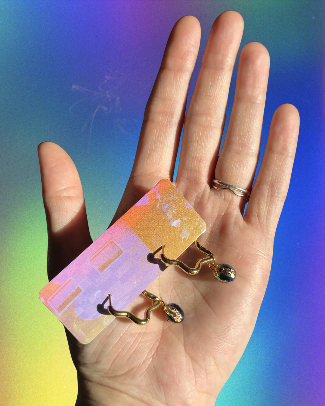 iridescent mini hoops ~ gold