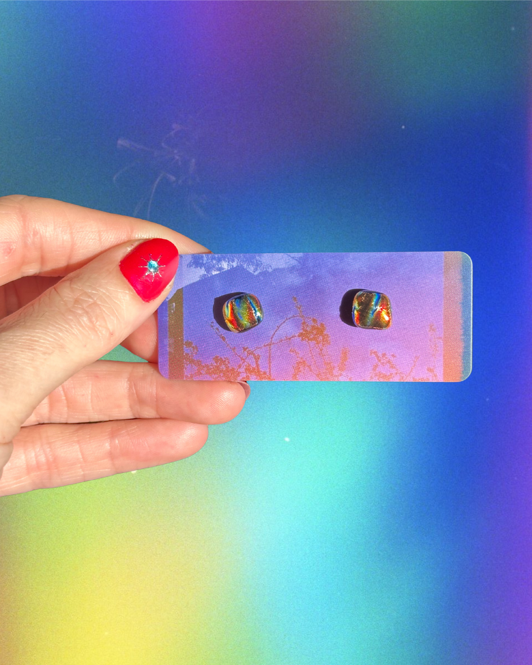 iridescent mini studs