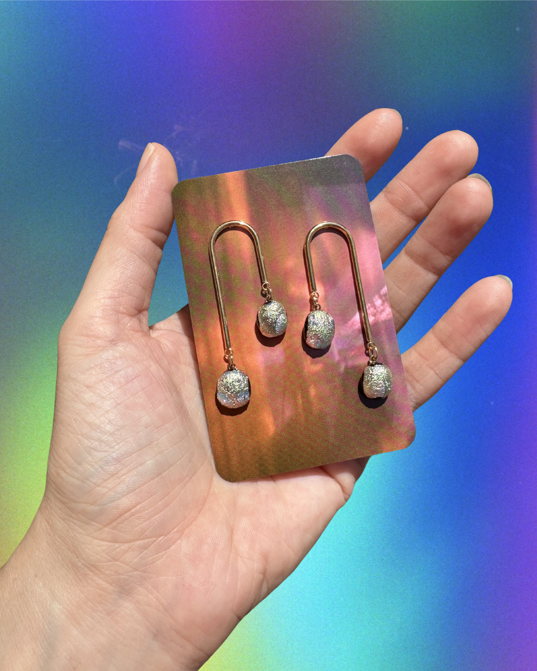 iridescent double drop earrings