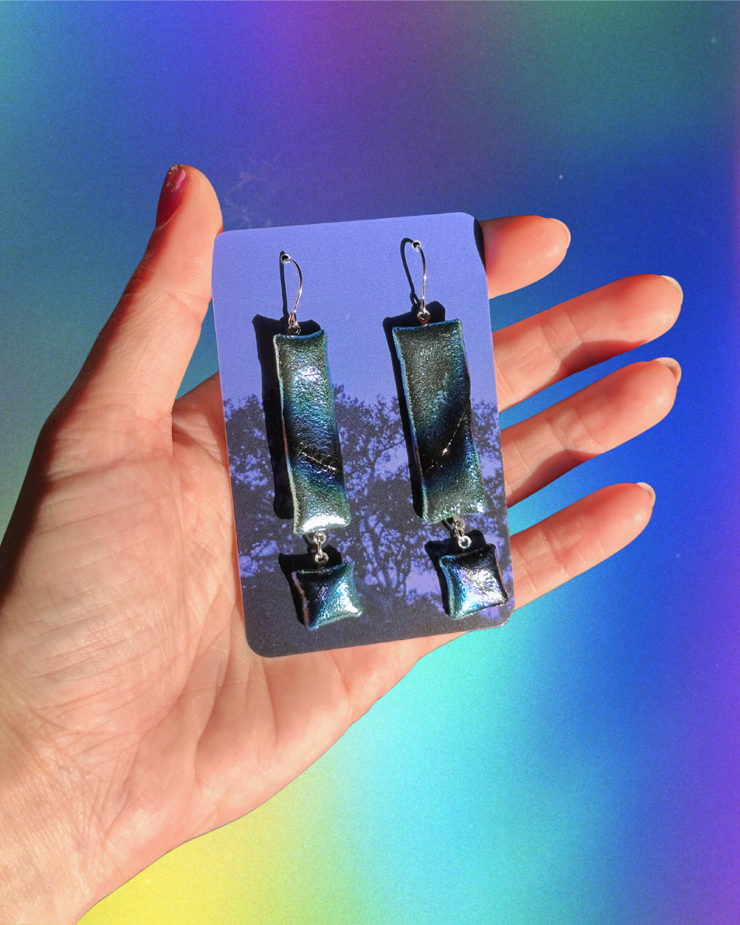 iridescent exclamation earrings!