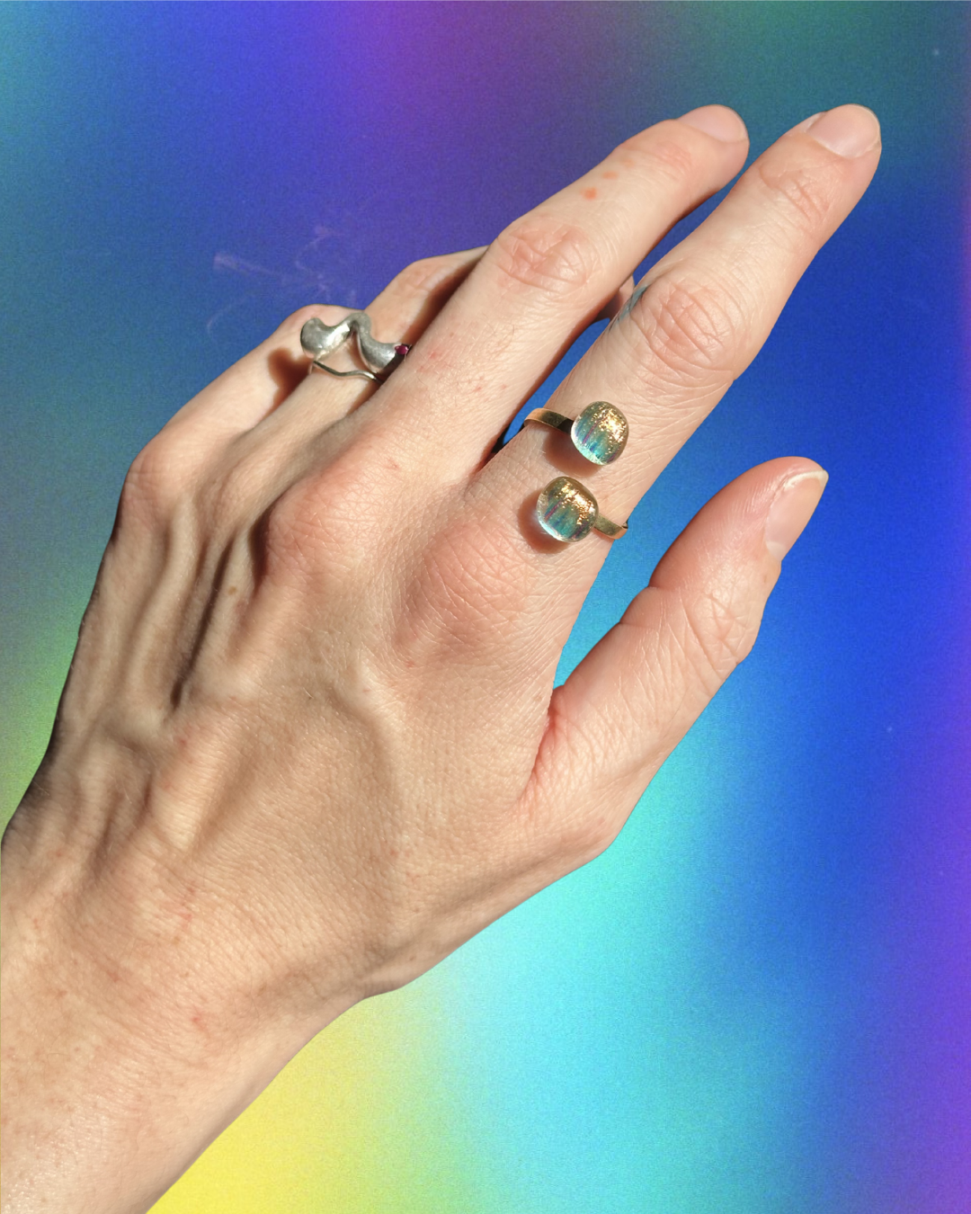 iridescent wrap-around ring