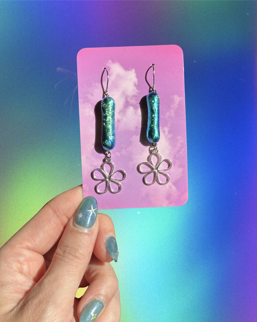 shining stems flower earrings