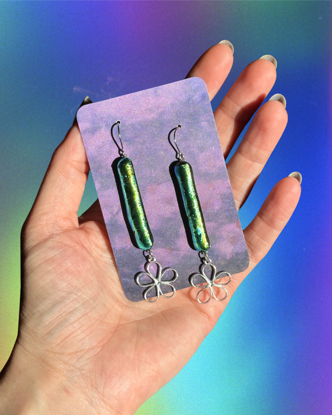 shining stems flower earrings