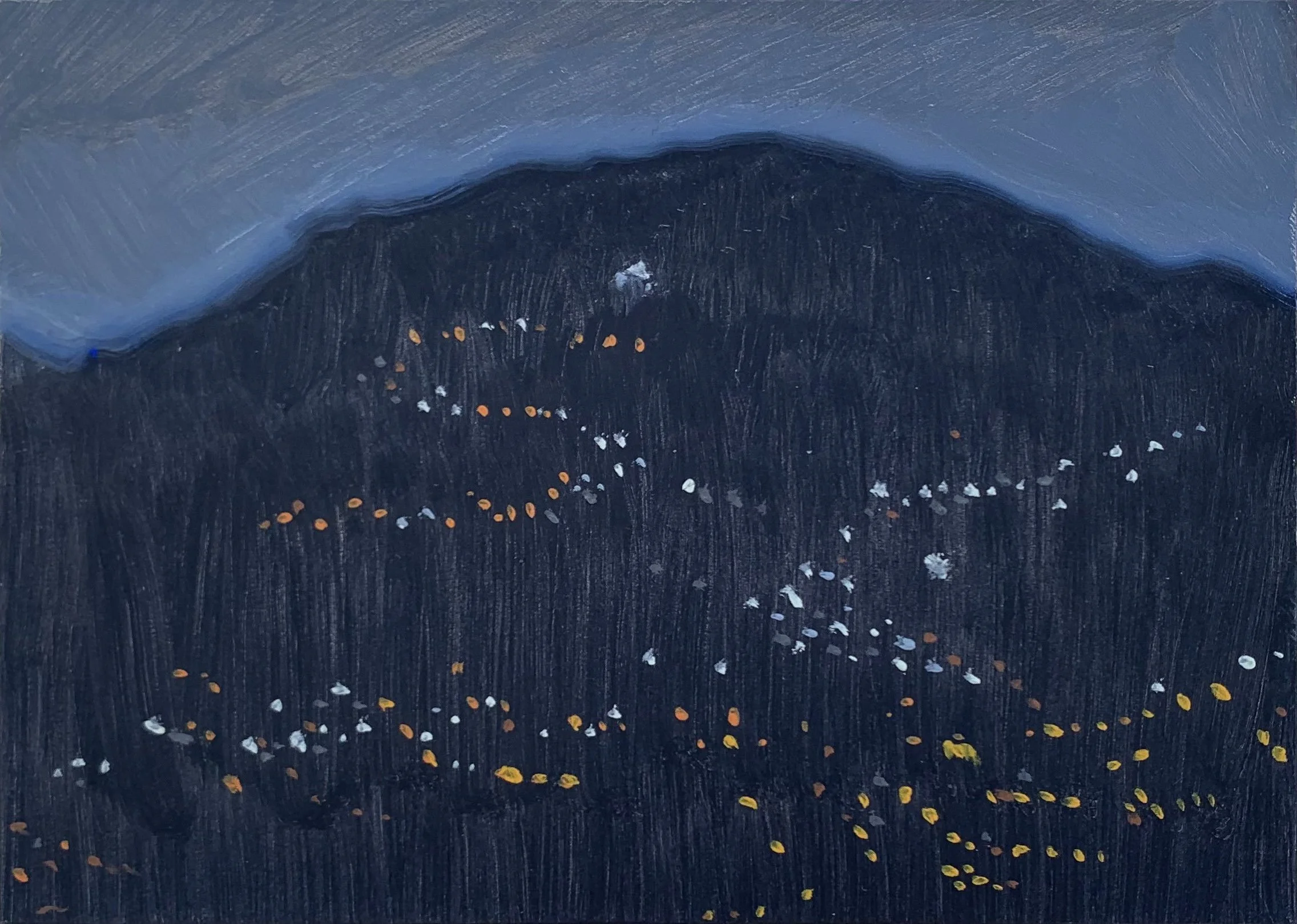 Monte Constantino, Night, 2021. Oil on Ampersand Gessoboard. 5x7"