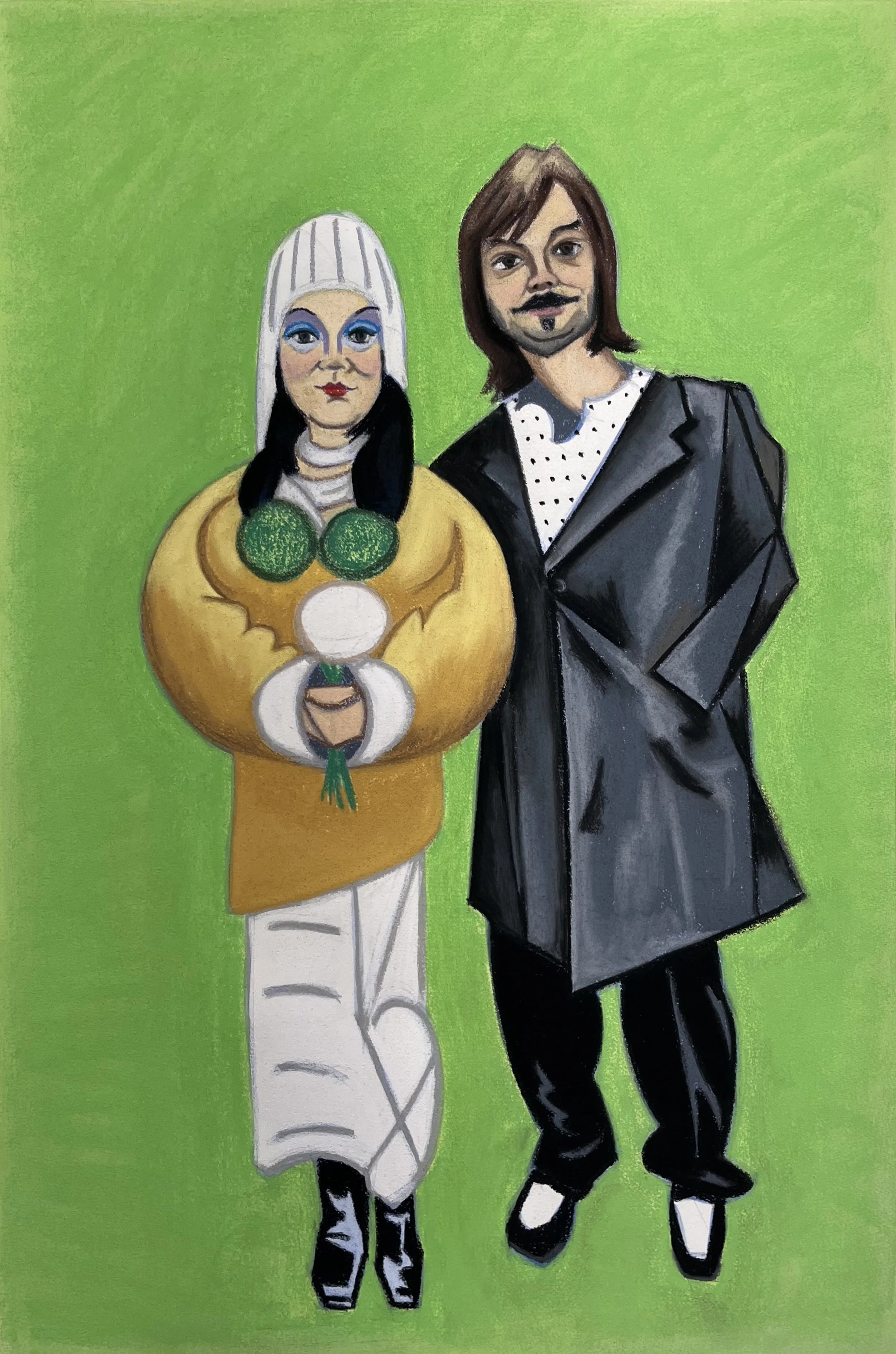 Destination Wedding, 2025. Pastels and gouache on Arches watercolor paper. 17x24"