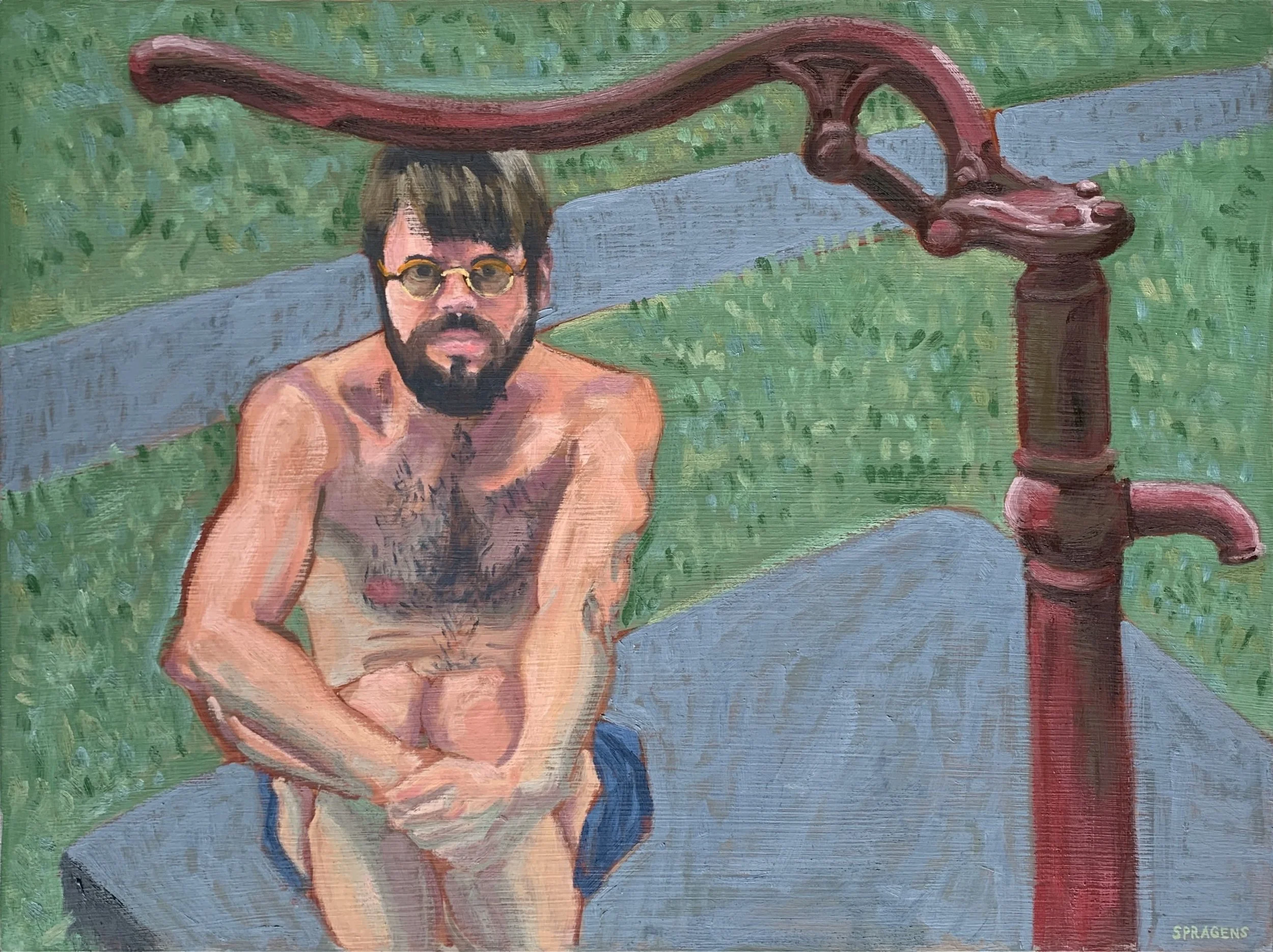 Hanging Spout, 2020. Oil on panel. 18x24"