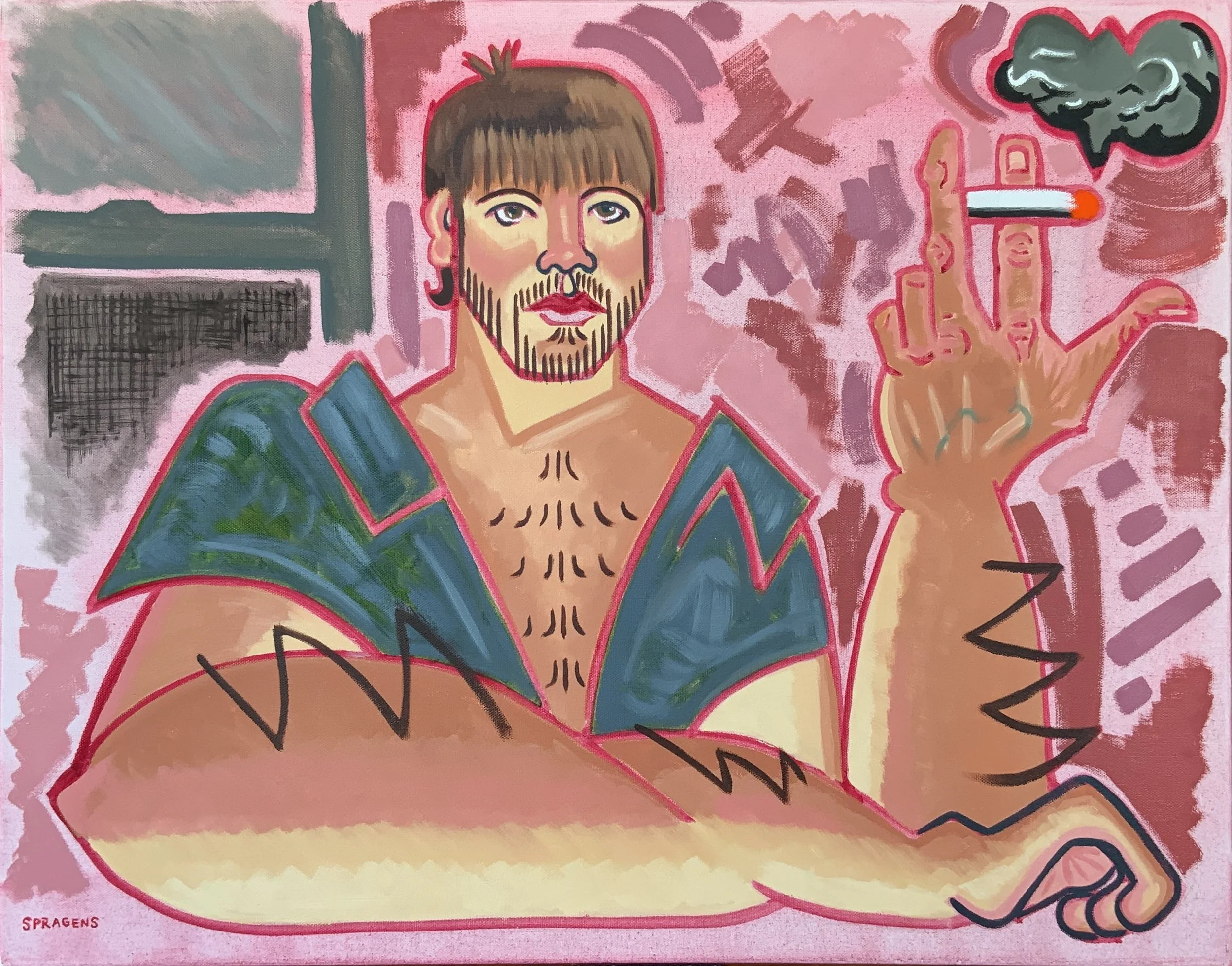 Self-Portrait With Guston Cig, 2020. Oil on canvas. 22x28"