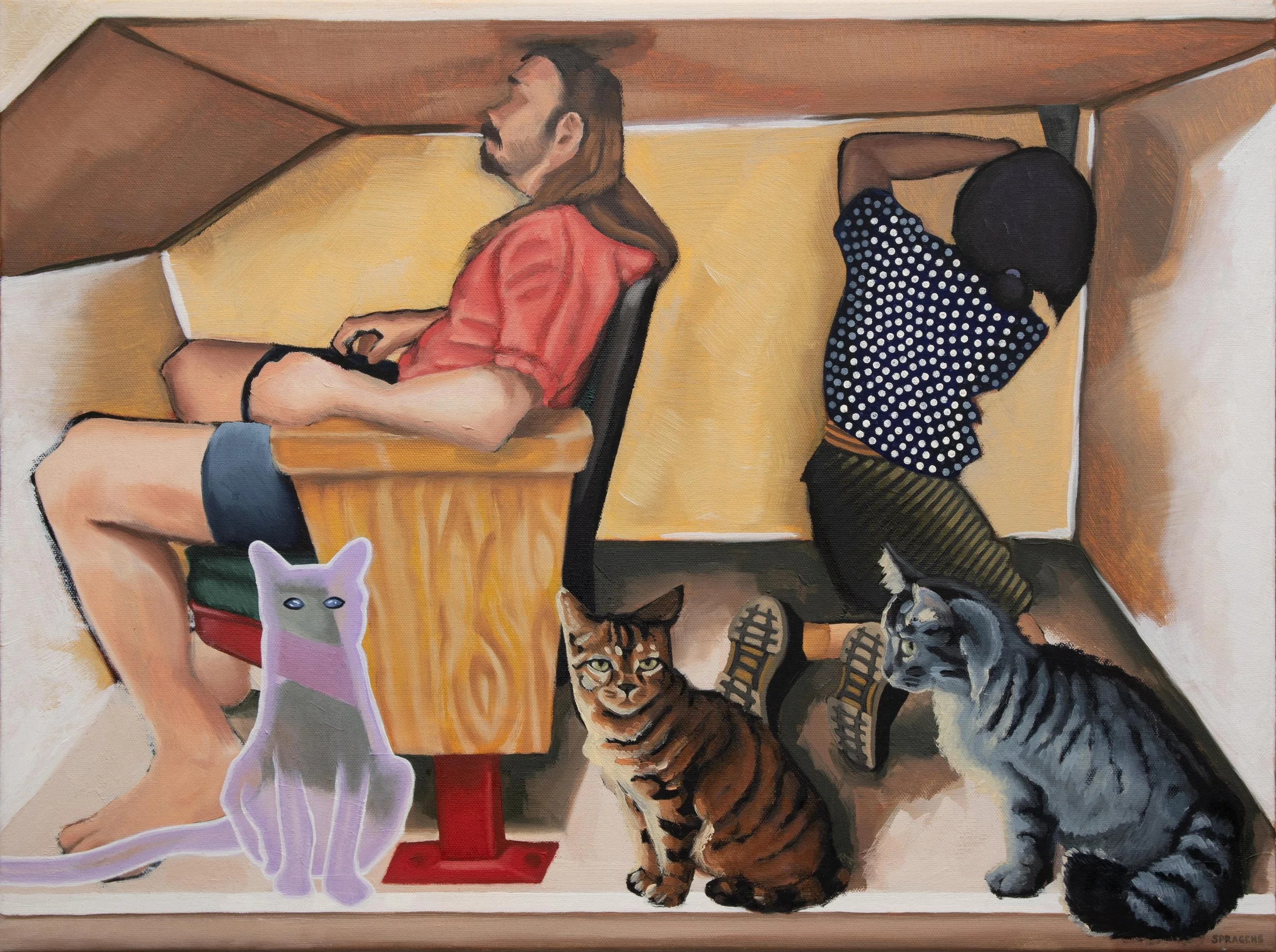 Making Plans For Nigel, 2023. Oil on canvas. 18x24"