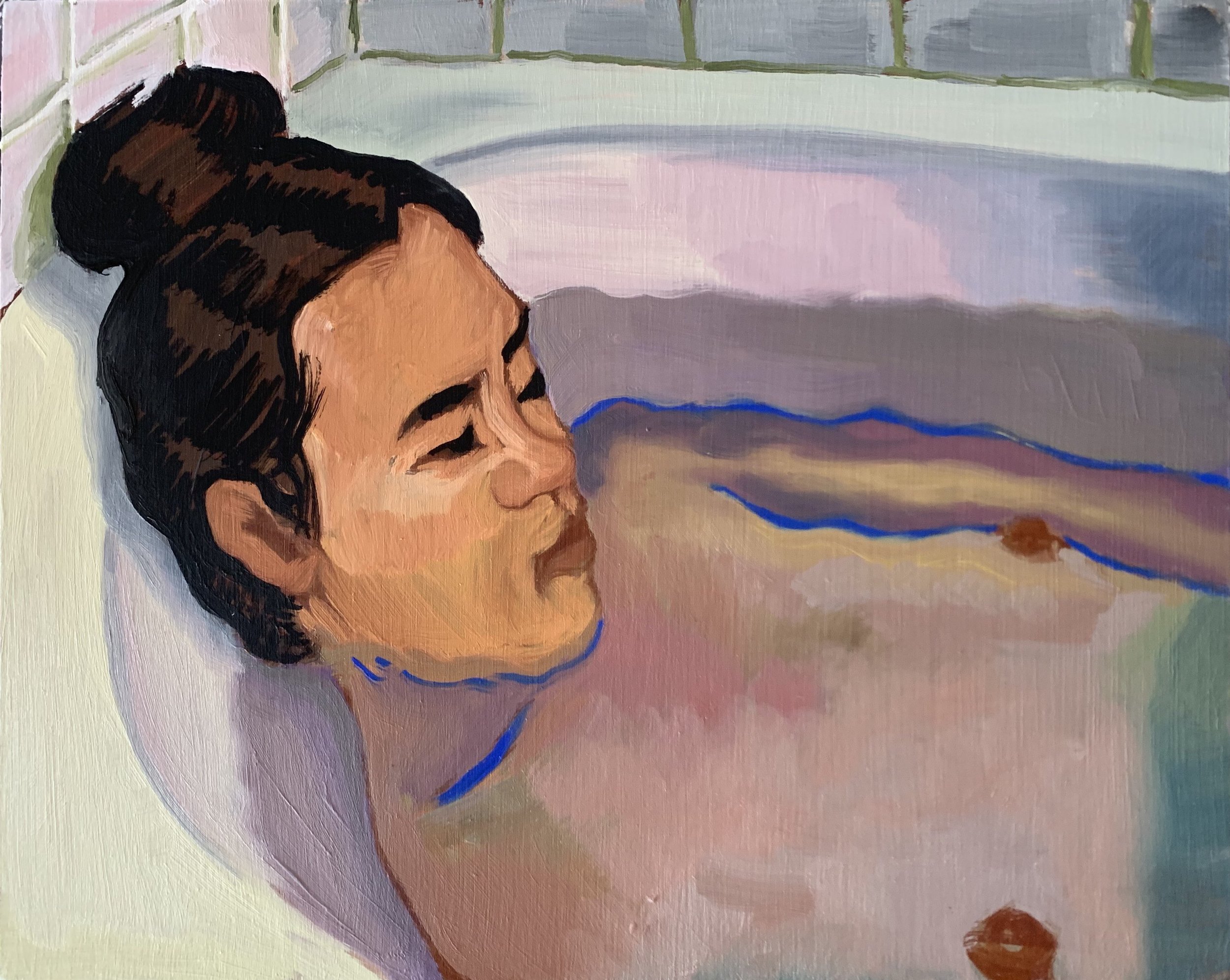 Lavender Bath Bomb, 2021. Oil on Ampersand Gessoboard. 8x10"
