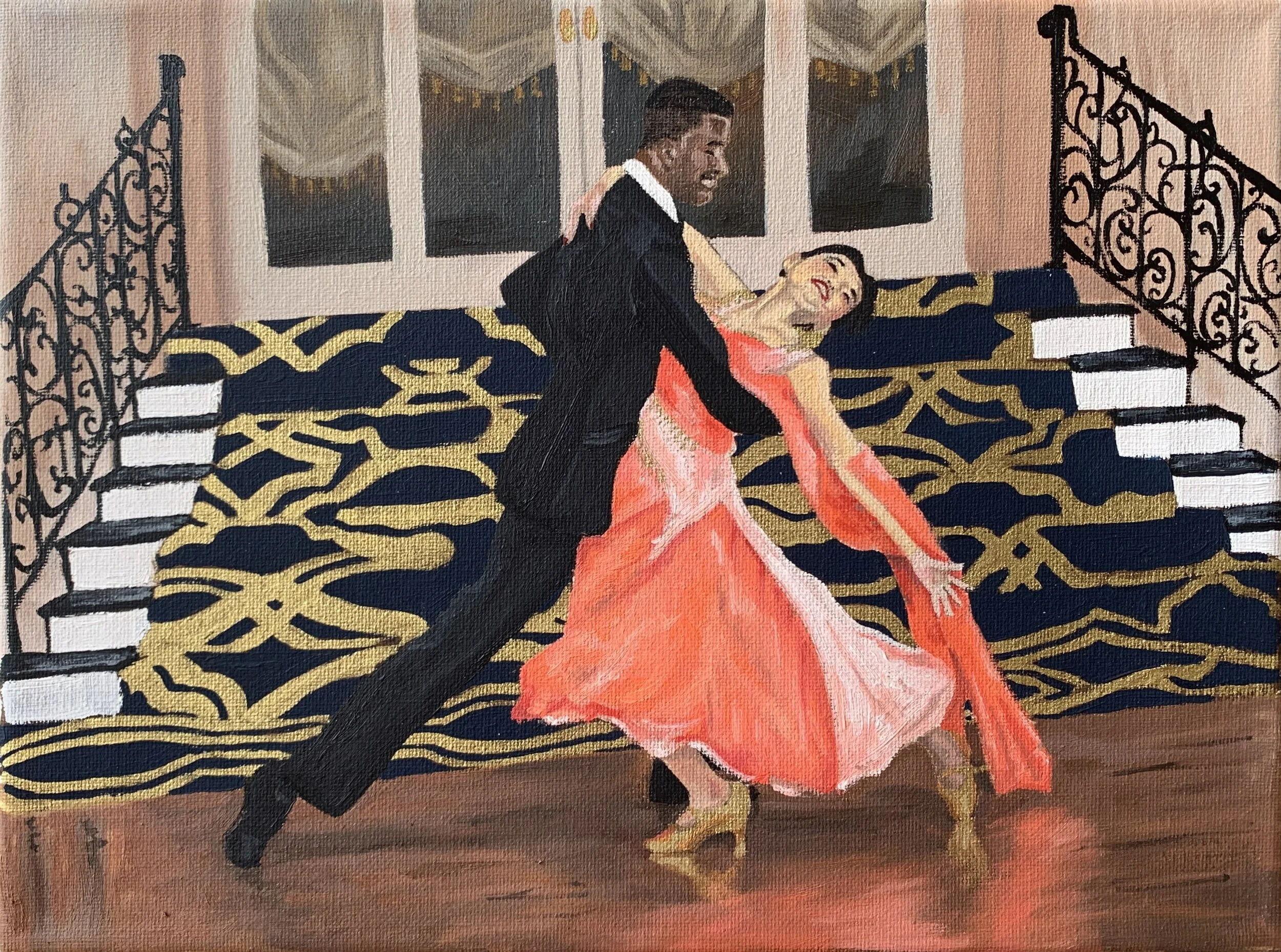 Ballroom Scene 1, 2021 oil on canvas, 9 x 12".