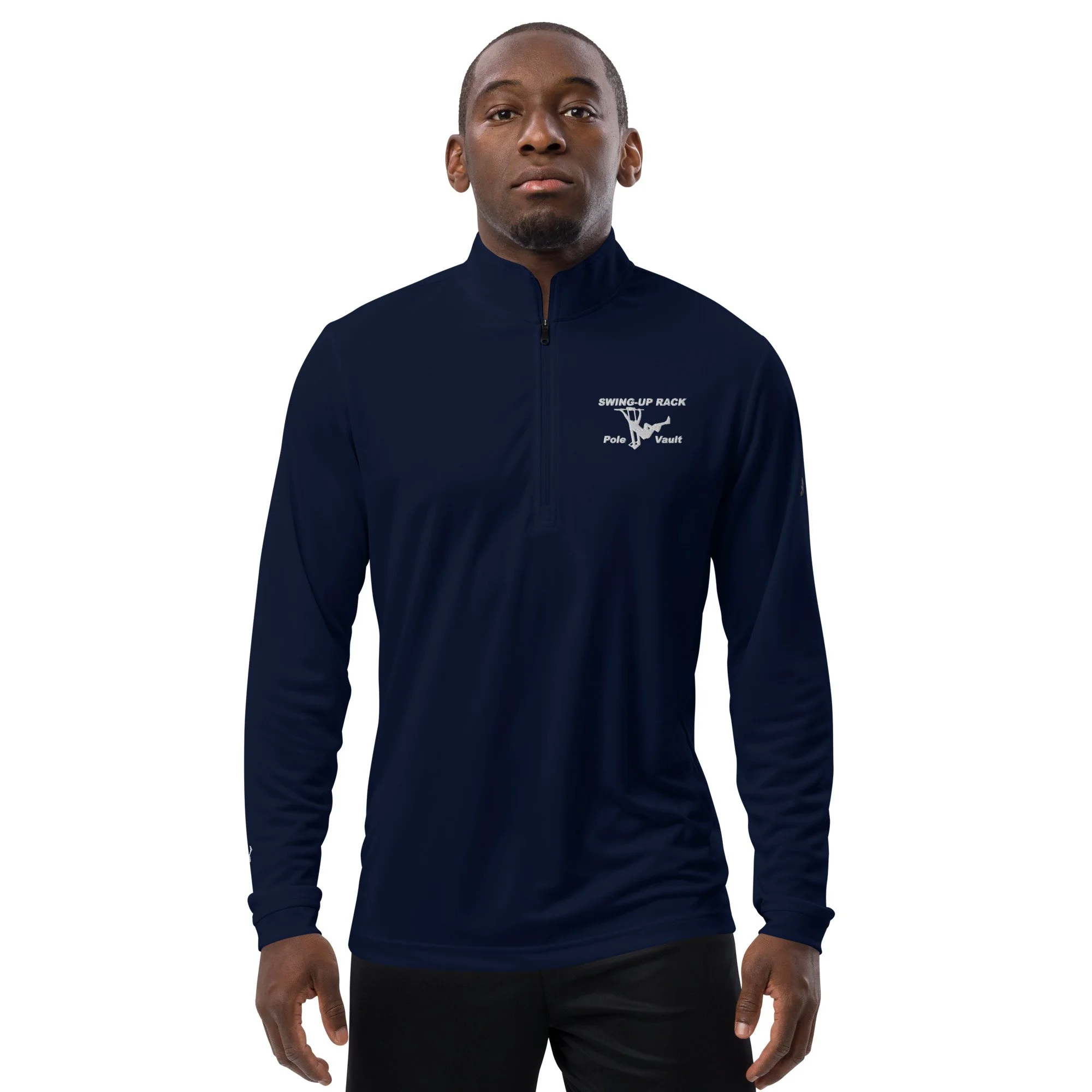 Quarter-zip pullover with pole vault design front.jpg