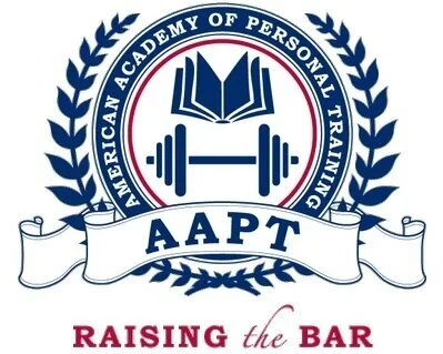Logo of the American Academy of Personal Training featuring a barbell and a book, with the text 'Raising the Bar'.