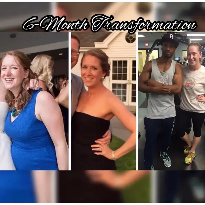 Six month fitness transformation progress photo of a Rooted Fitness Collective client.