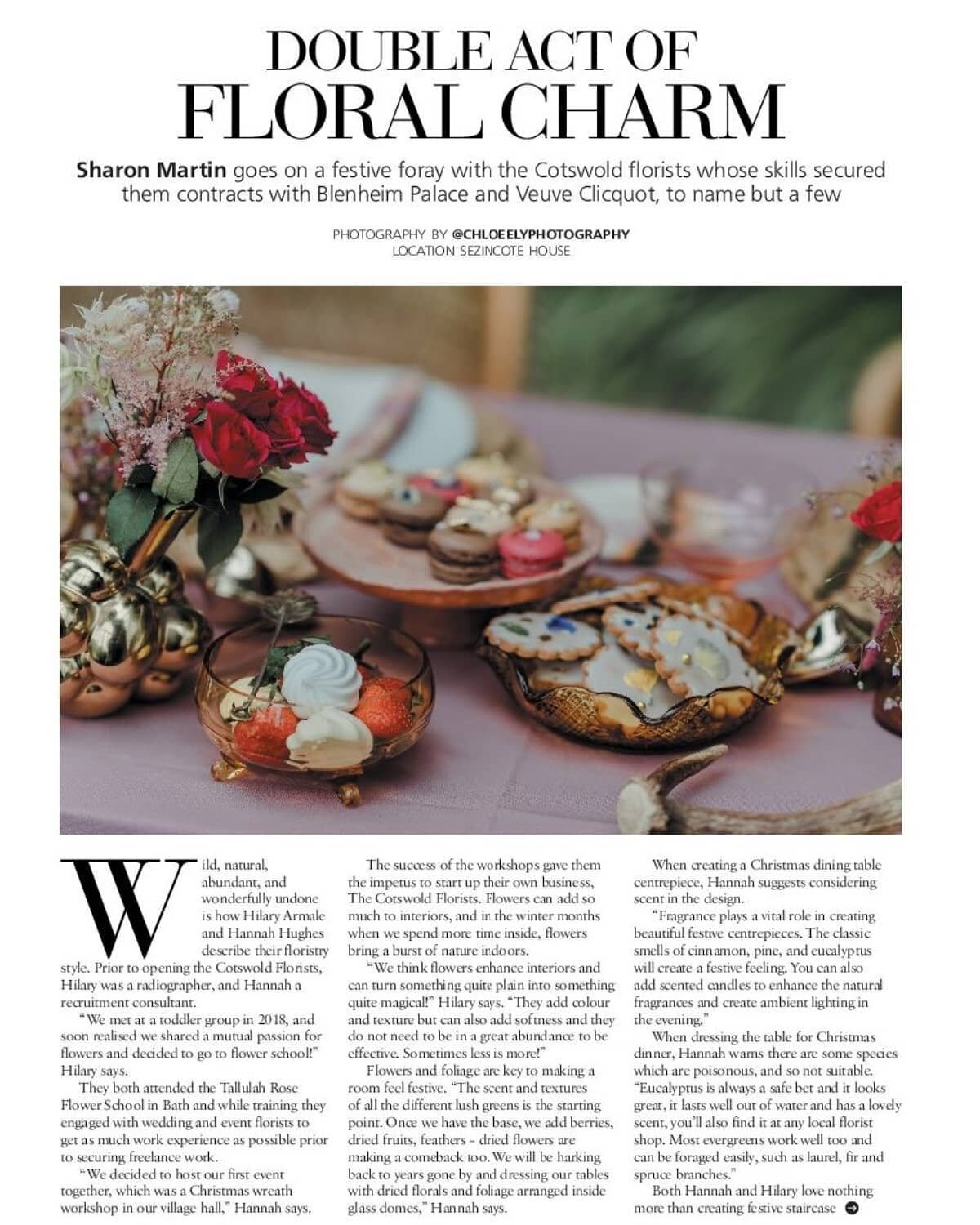 Really excited to be featured in this month's seasonal issue of @cotswold_living magazine.... It was fab talking all things flowers and getting to share a bit of our adventure so far! @chloeelyphotography
Amazing sweet treats by @bashbites 
.
.
.

#u