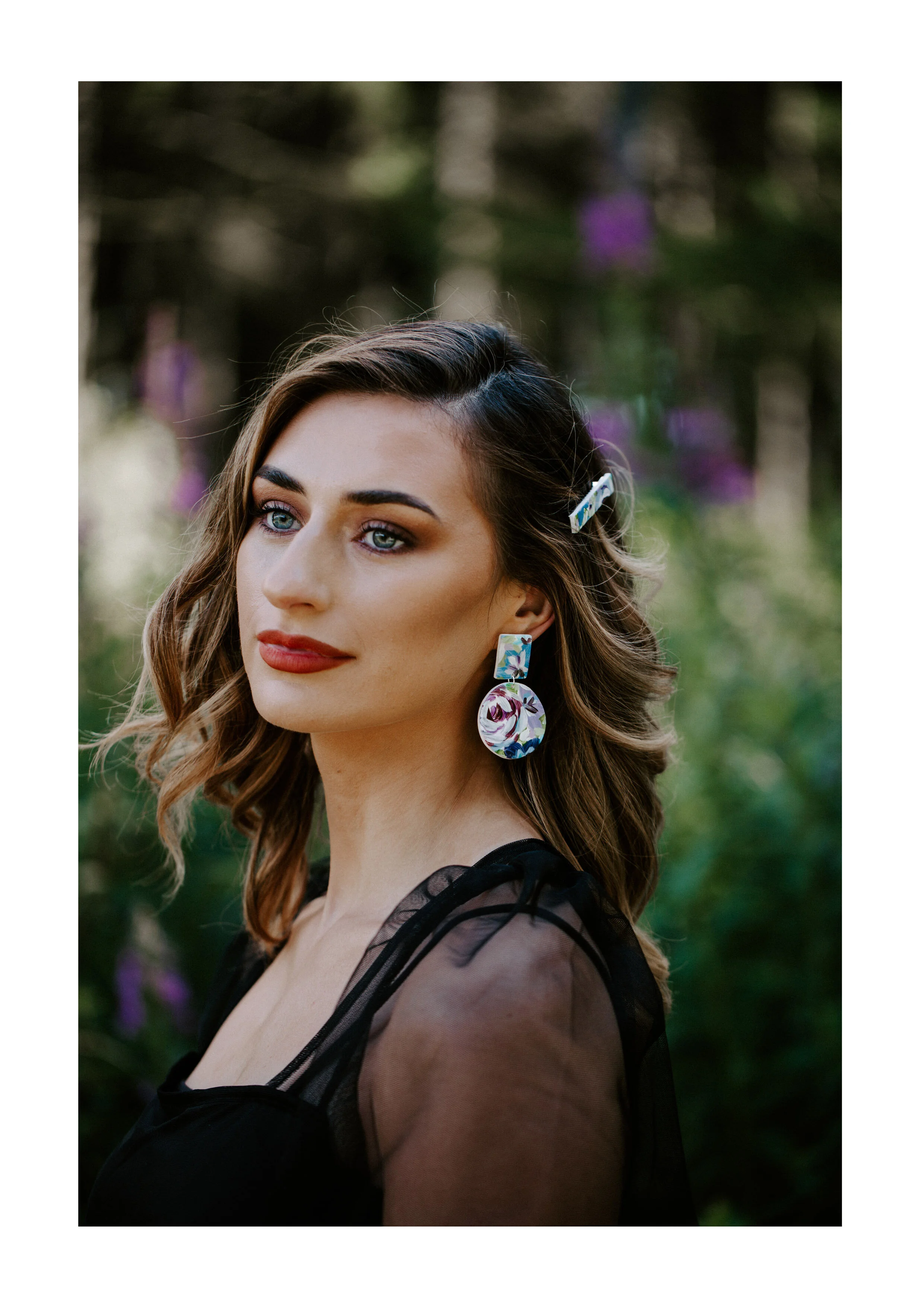 Floral Geo Drops & Matching Small Hairclip