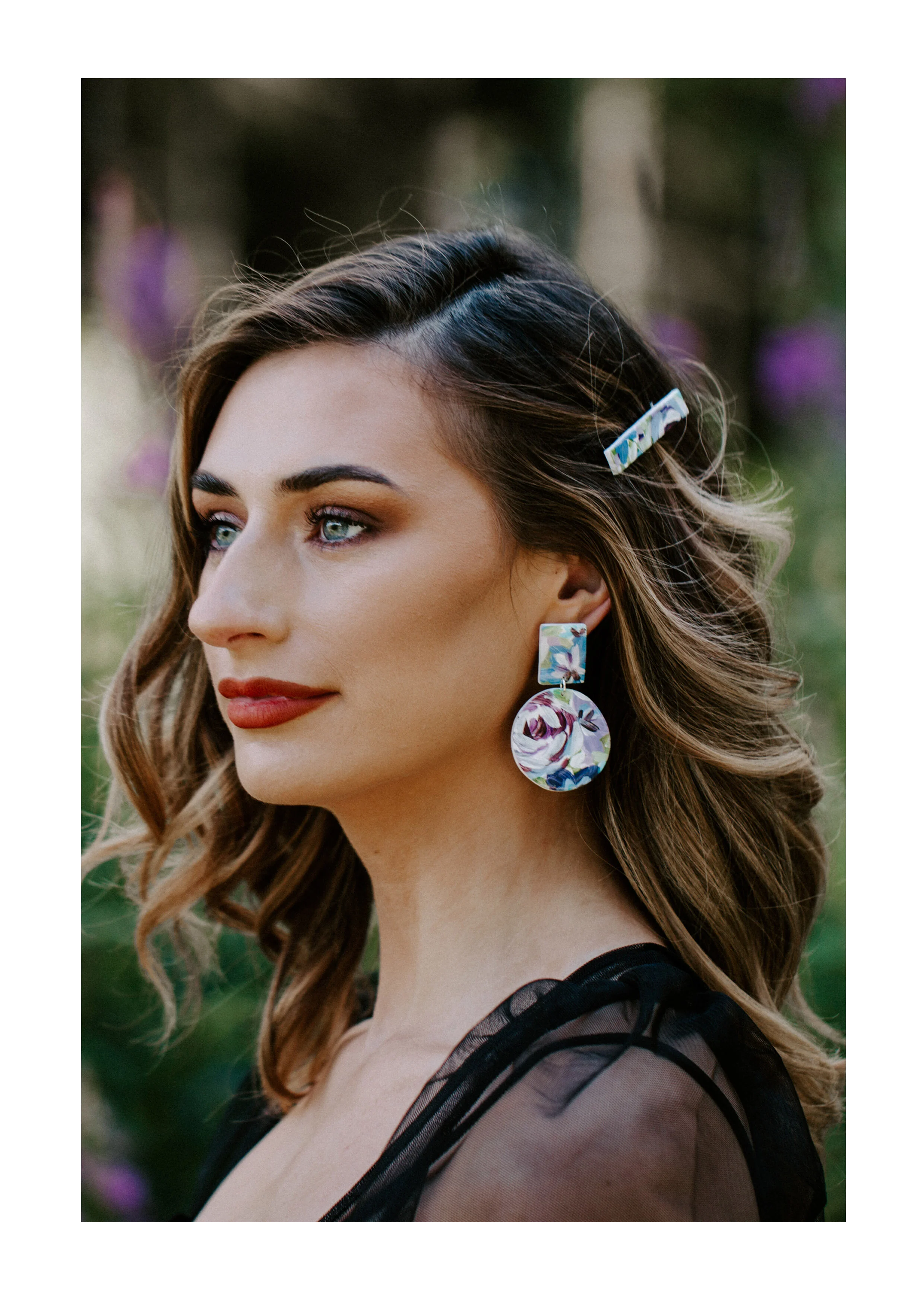 Floral Geo Drops & Matching Small Hairclip