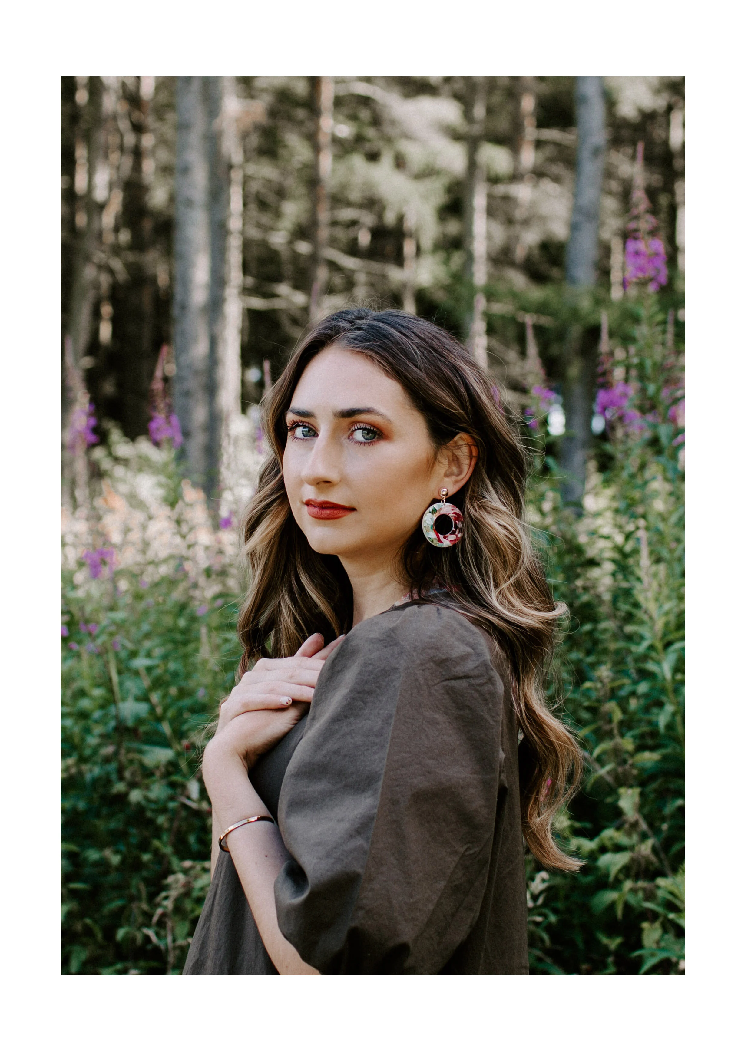 Floral Hoops With Rose Gold Stud