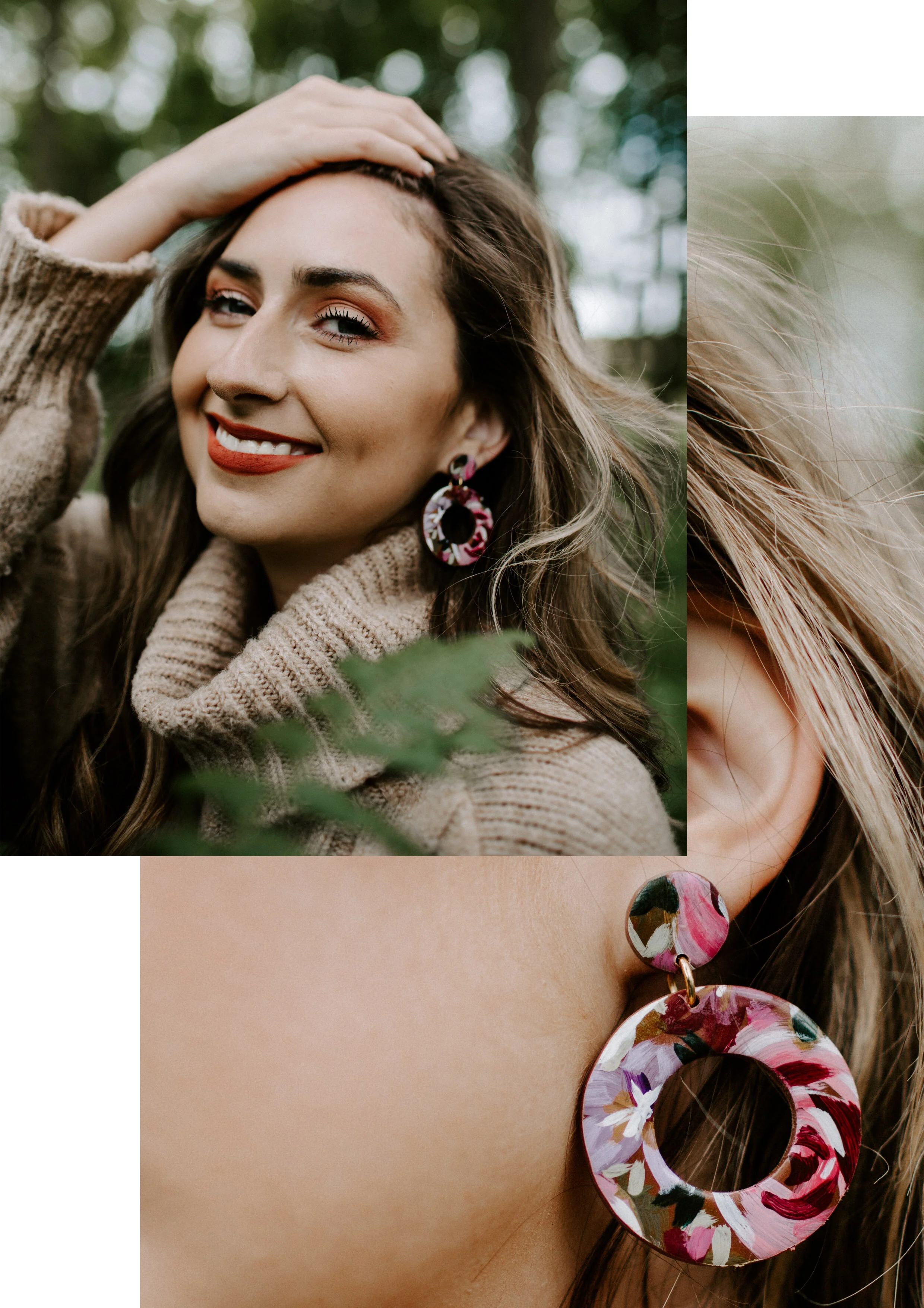 Burgundy Floral Hoops