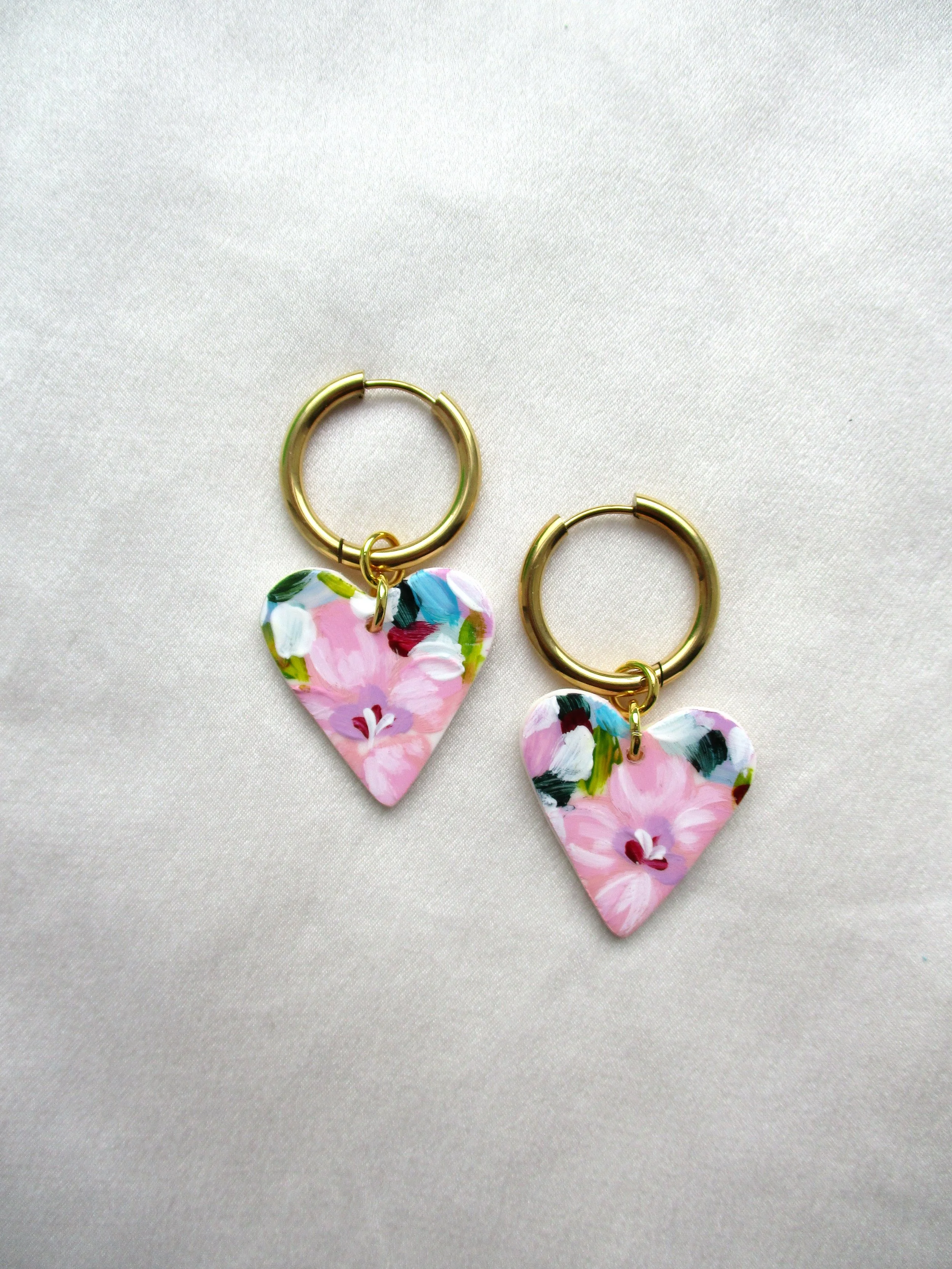 Pink Florals - Heart Huggies