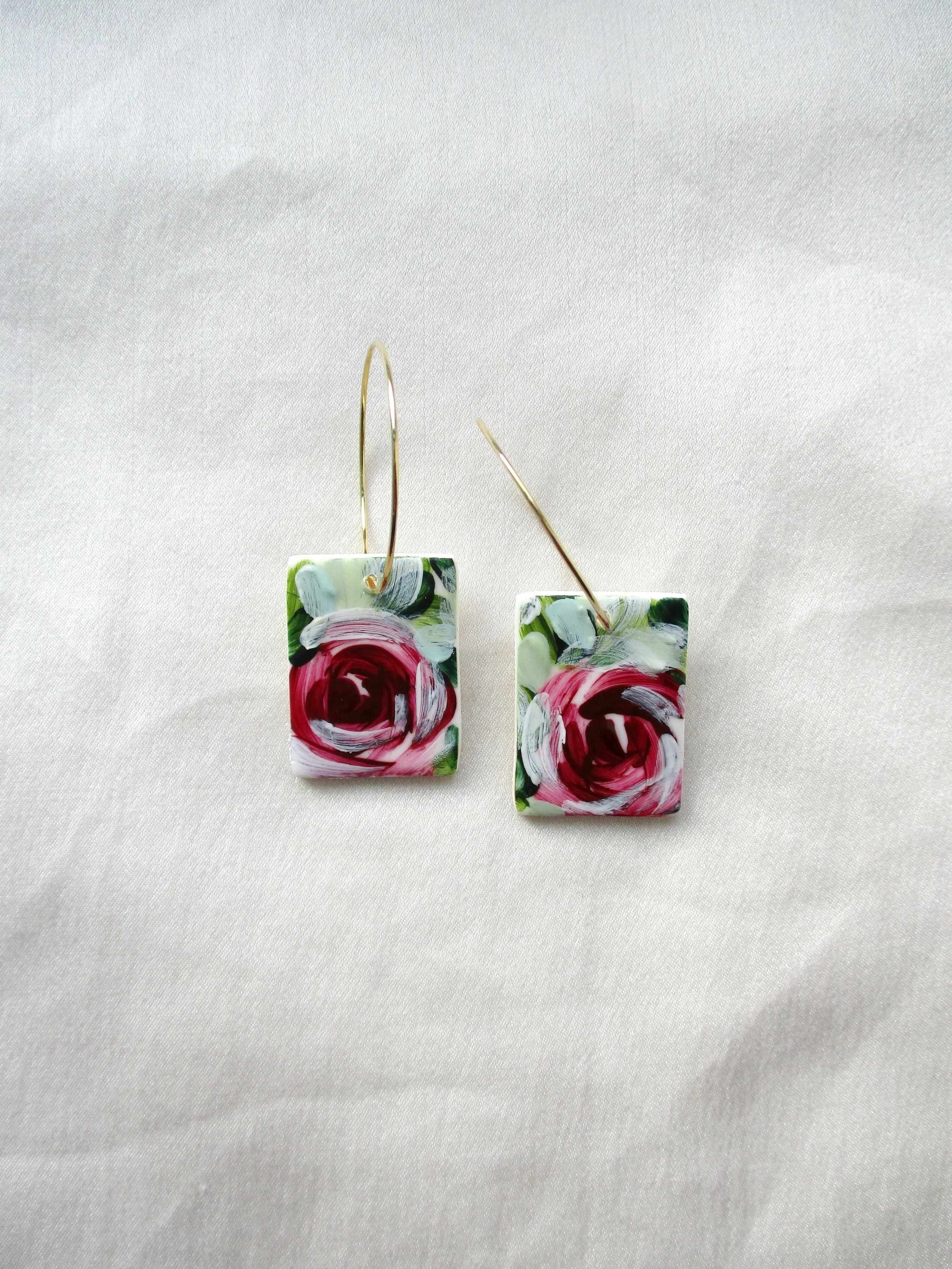 Burgundy Roses - Canvas Hoops
