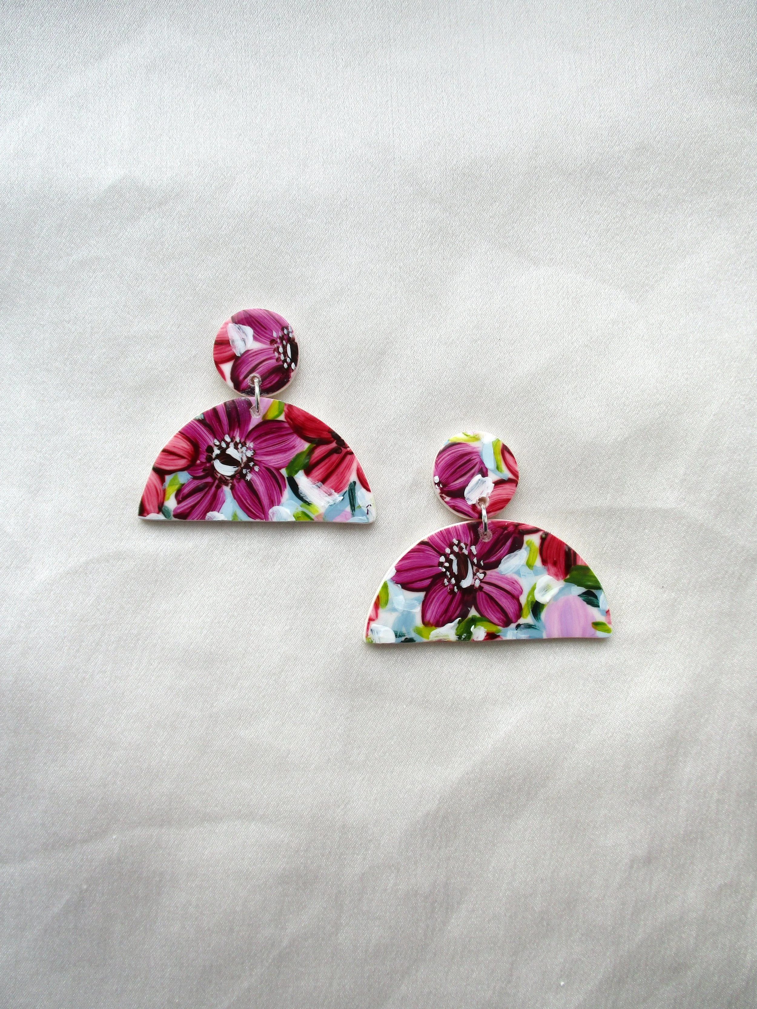 Purple Florals - Half Moons