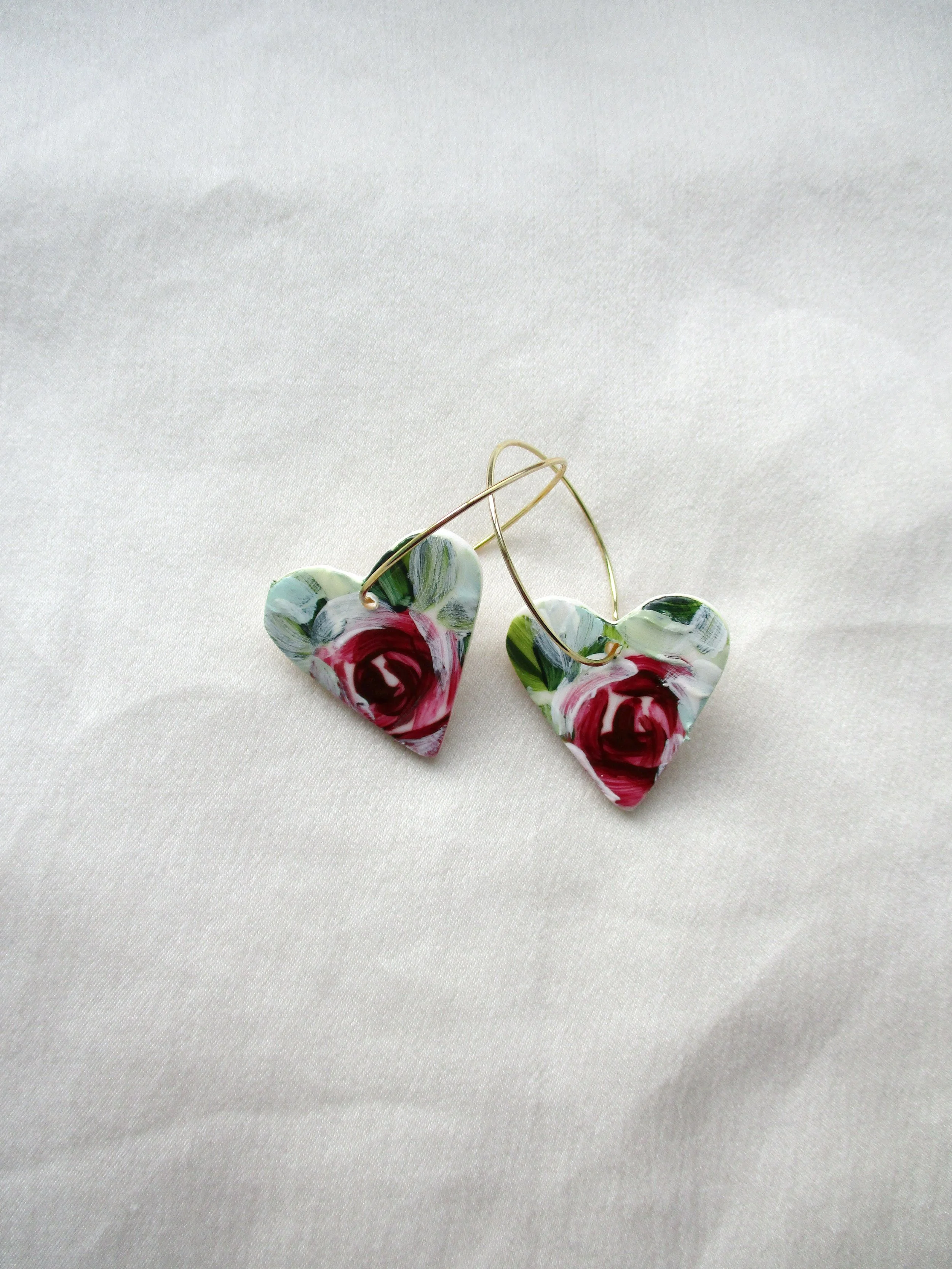 Burgundy Roses - Heart Hoops