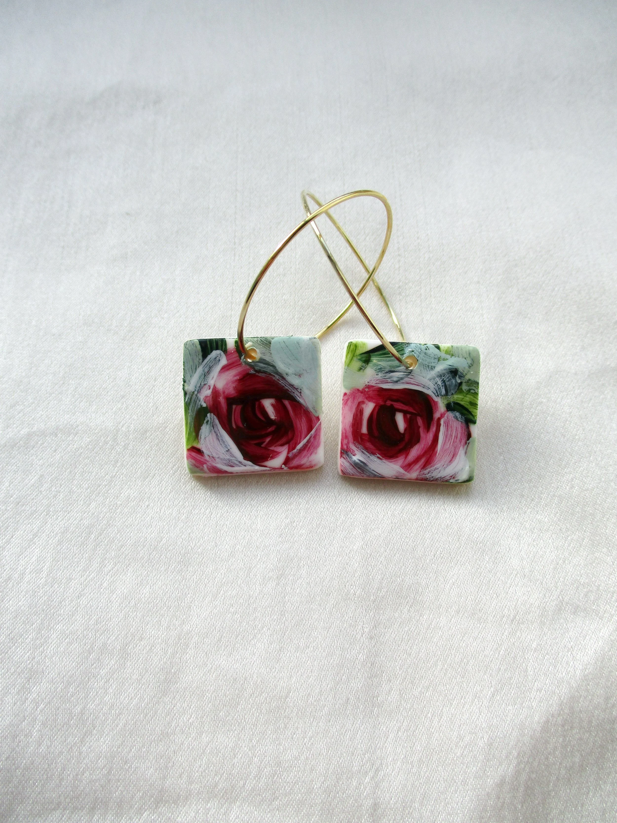 Burgundy Roses - Tile Hoops
