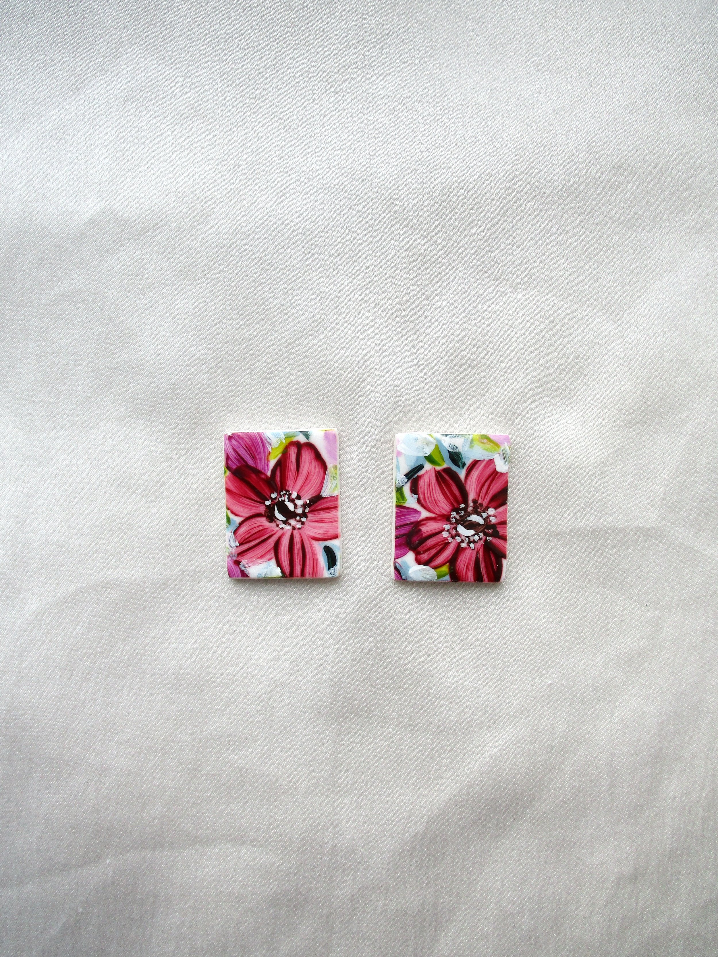 Purple Florals - Canvas Studs