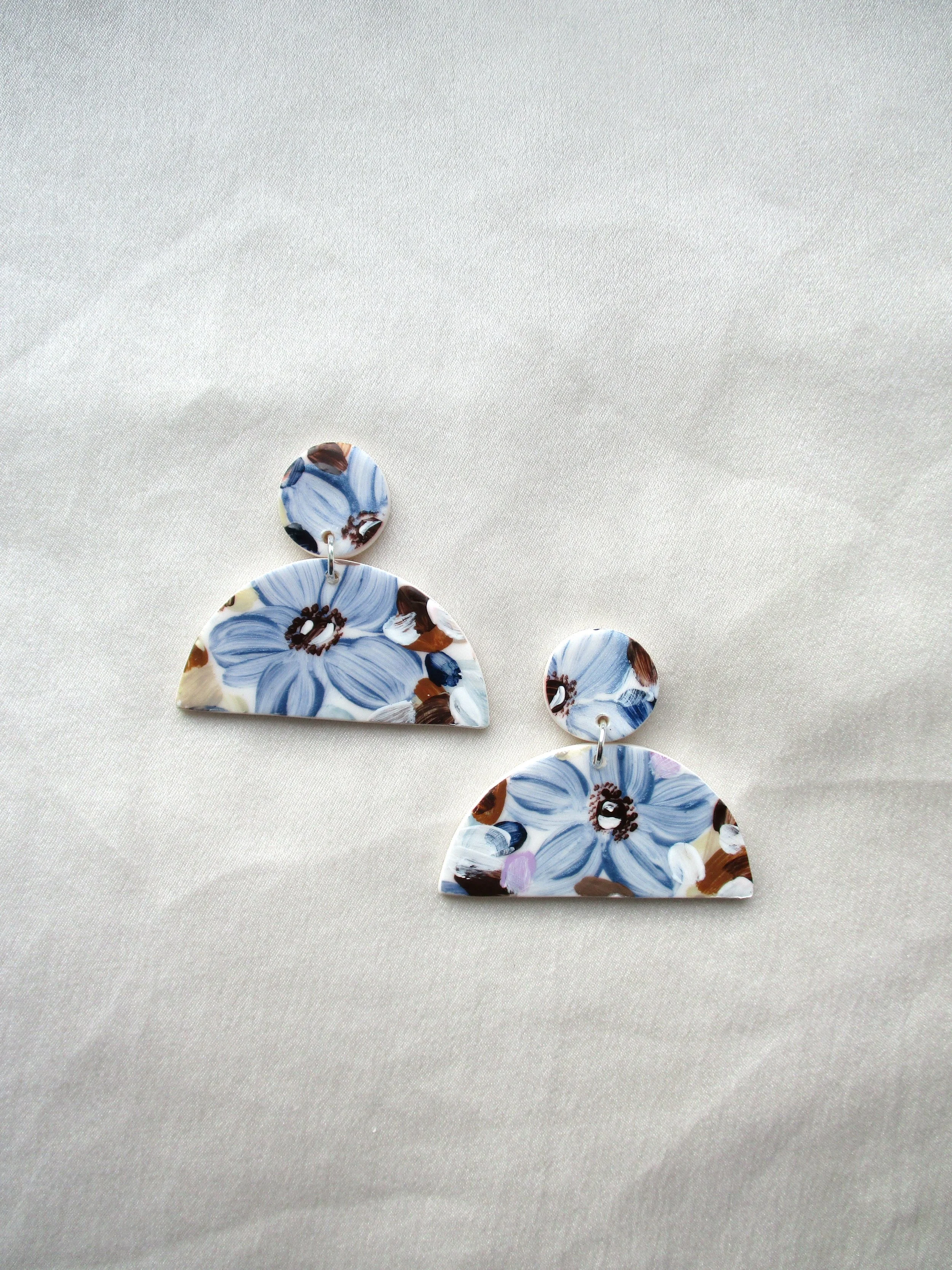 Denim Florals - Half Moons