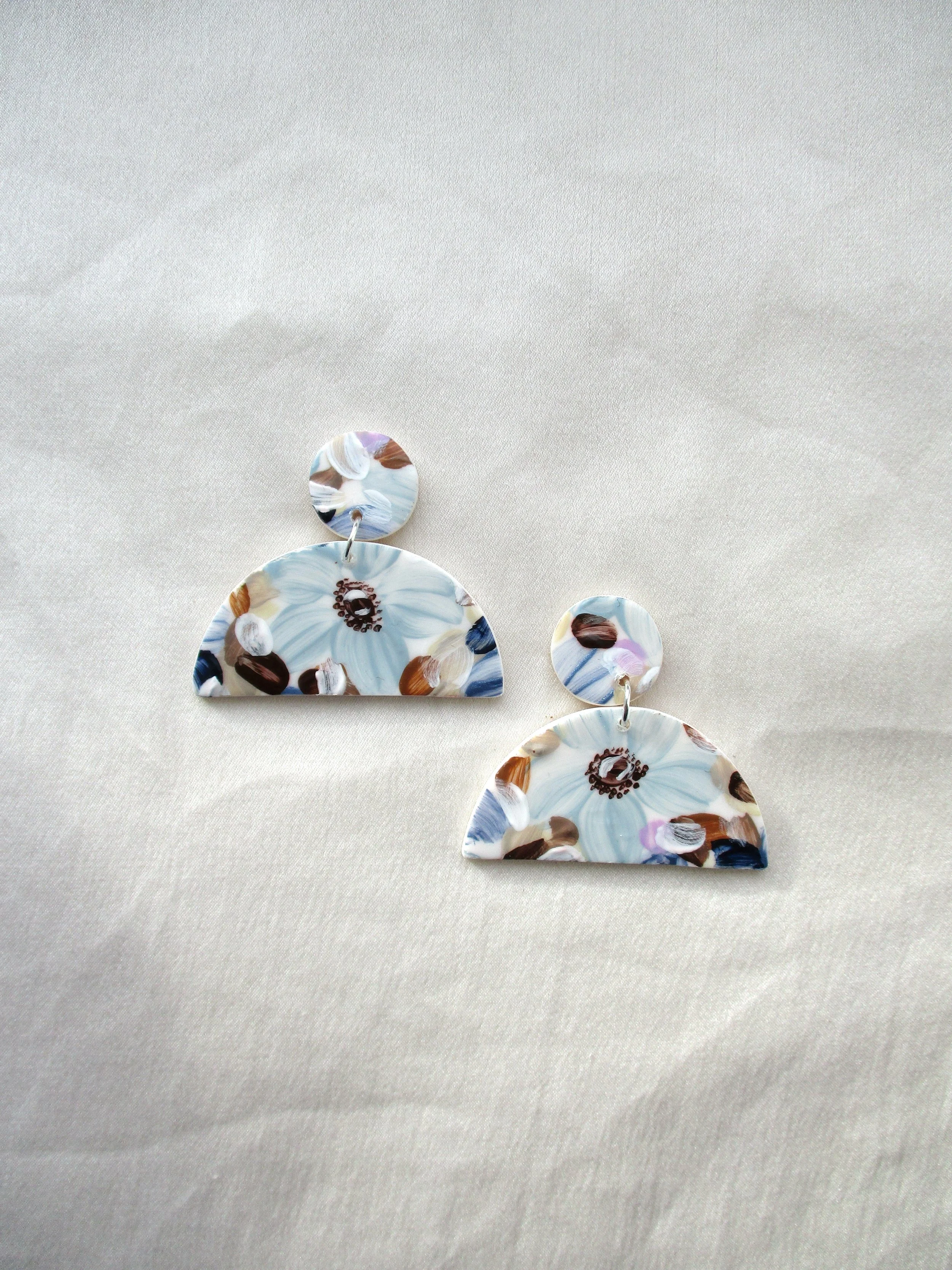 Denim Florals - Half Moons