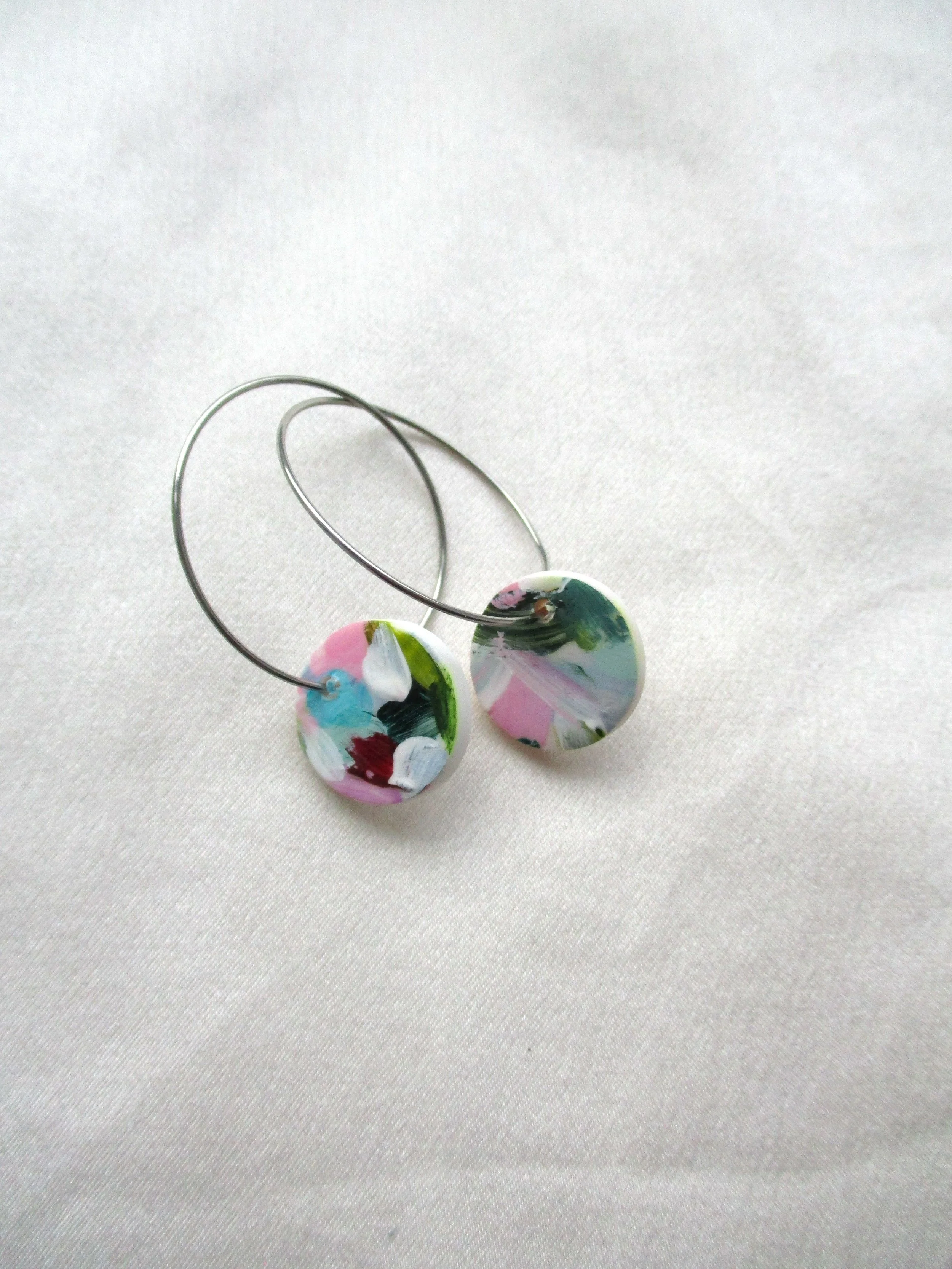 Pink Florals - Mini Hoops