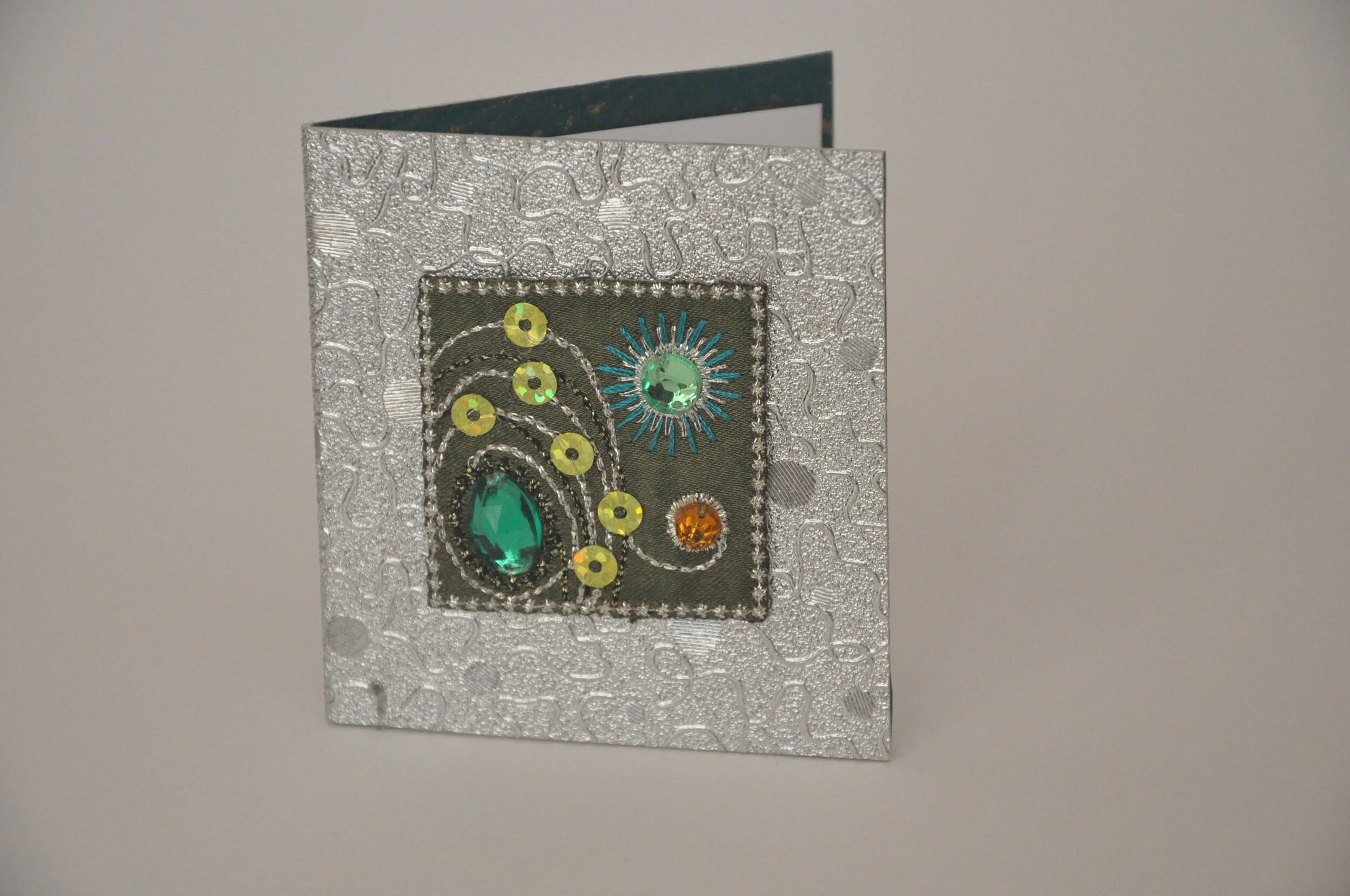 Silver Embossed Leatherette Gem