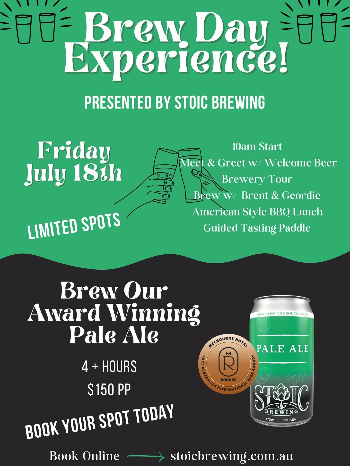 What exciting news! @bevan_giffin is the lucky winner of the brew day experience! Congratulations! Now you&rsquo;ve got the perfect excuse to skip work and enjoy a day of brewing.
Want to join the fun? There are still a few spots left for a brew day 