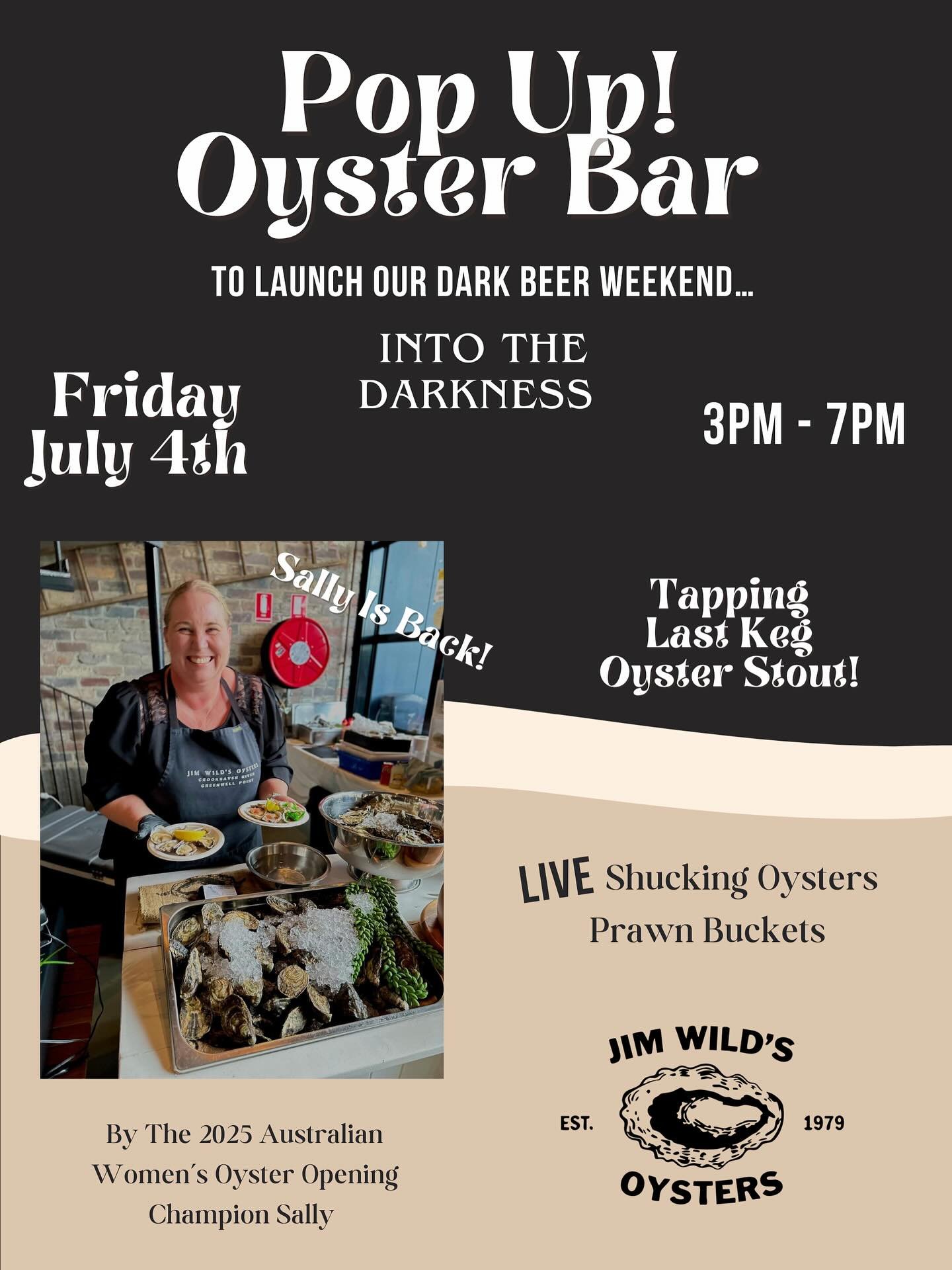 Dark beer lovers, mark your calendars! A weekend dedicated to dark beers kicks off Friday with Sally from Jim Wild&rsquo;s Oysters, offering the perfect pairing. Full beer lineup announced next week!