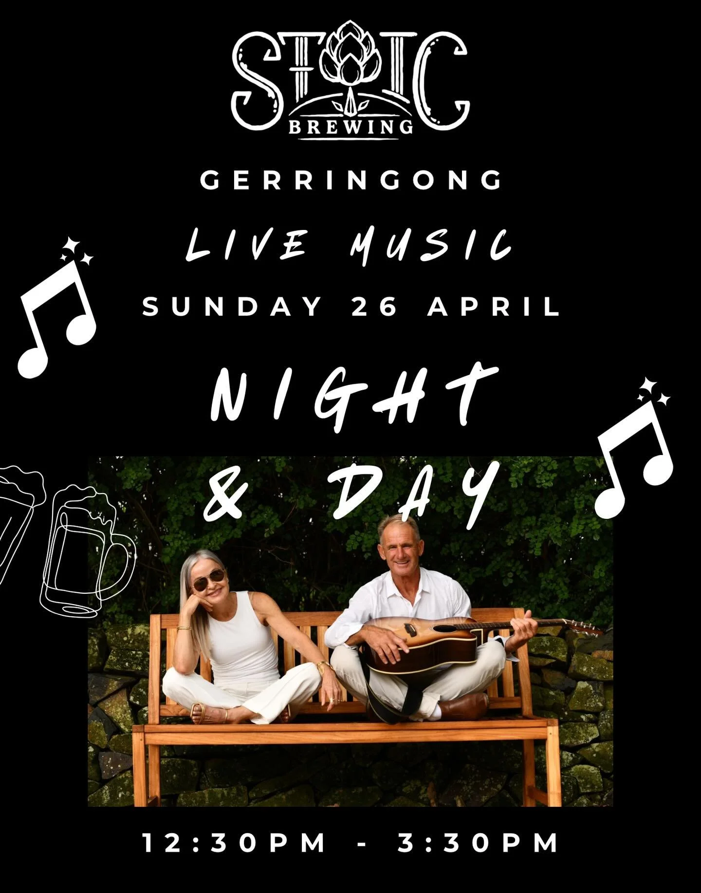 Get your weekend sorted with Stoic Brewing! 🍻 We&rsquo;ve got an epic lineup of live music and woodfired pizza across both of our taprooms:
📍 GERRINGONG
&bull; Sunday, 26 April: Kick back with a cold pint and enjoy the acoustic sounds of Night &amp