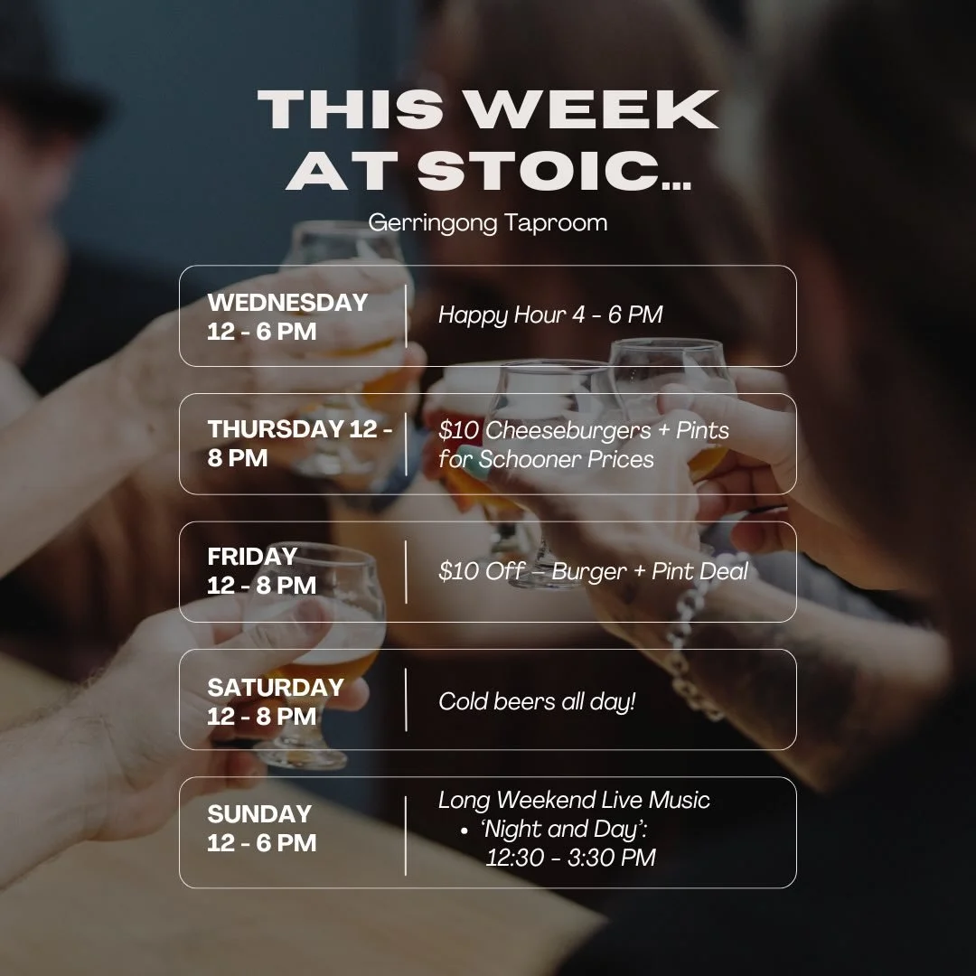 What&rsquo;s on this week 🍻🍻 booking recommended https://www.stoicbrewing.com.au/bookings