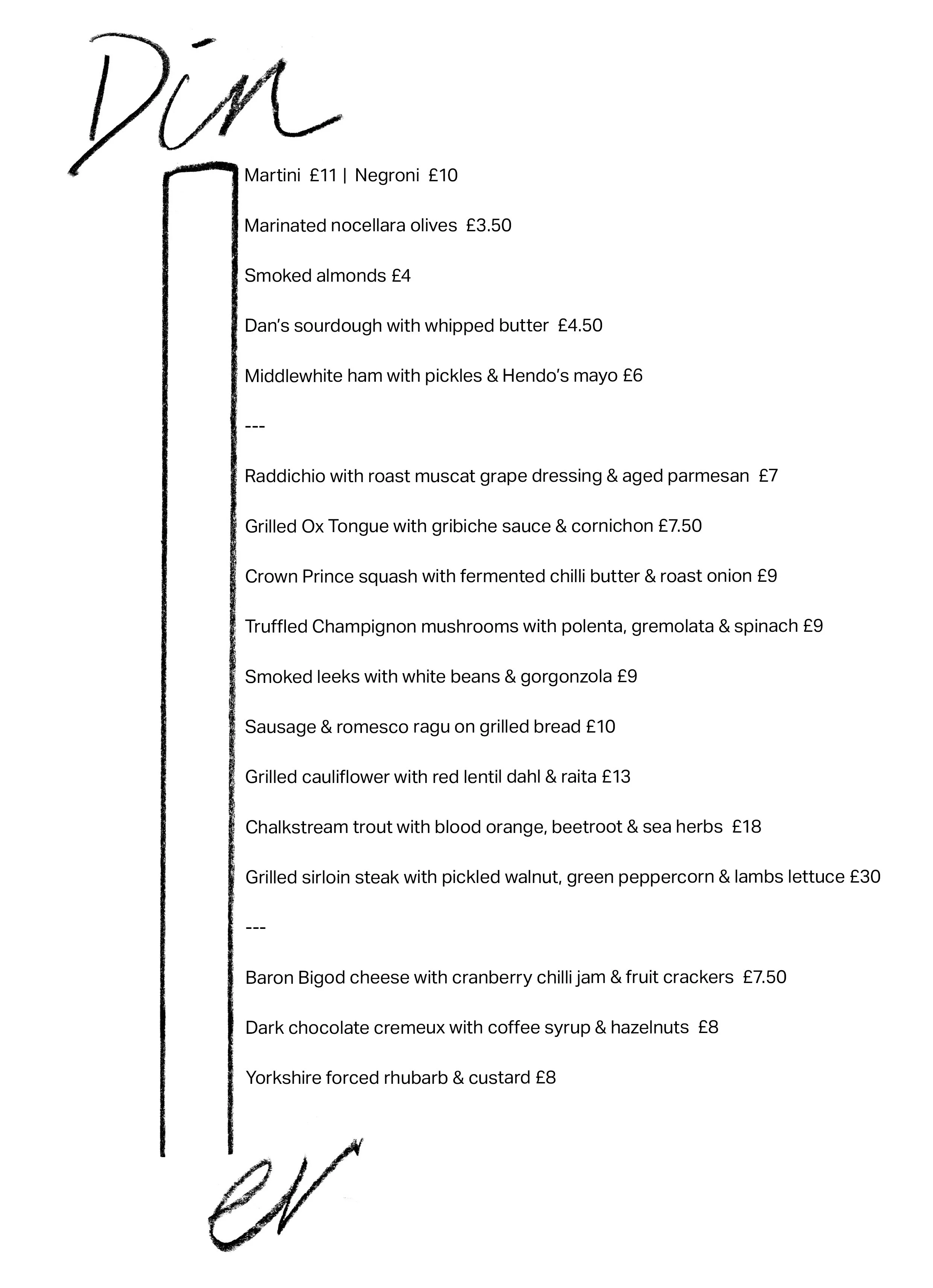 George Bench Menu Bench Restaurant Nether Edge — Bench
