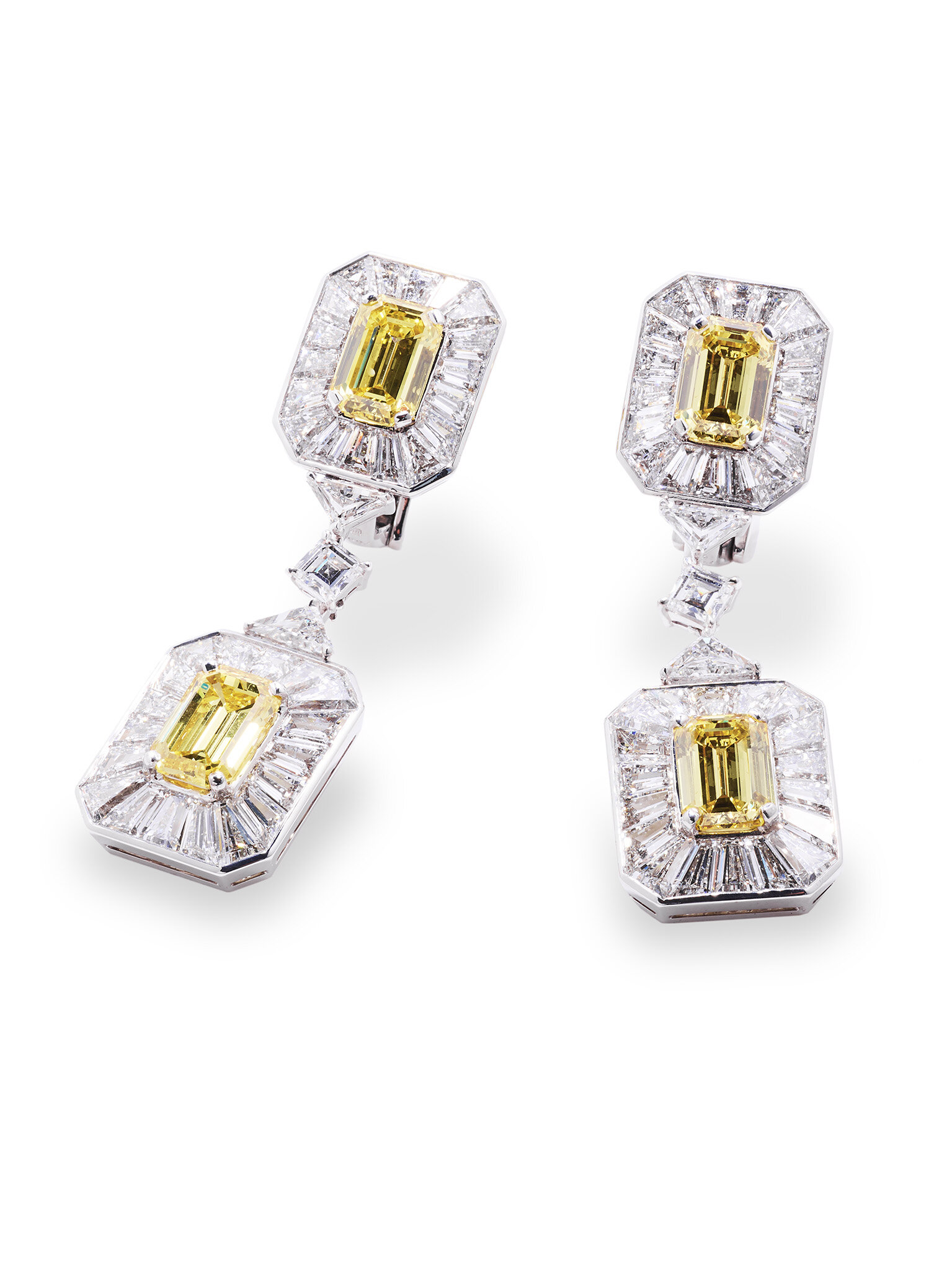 Fancy Vivid Yellow Diamond Earrings