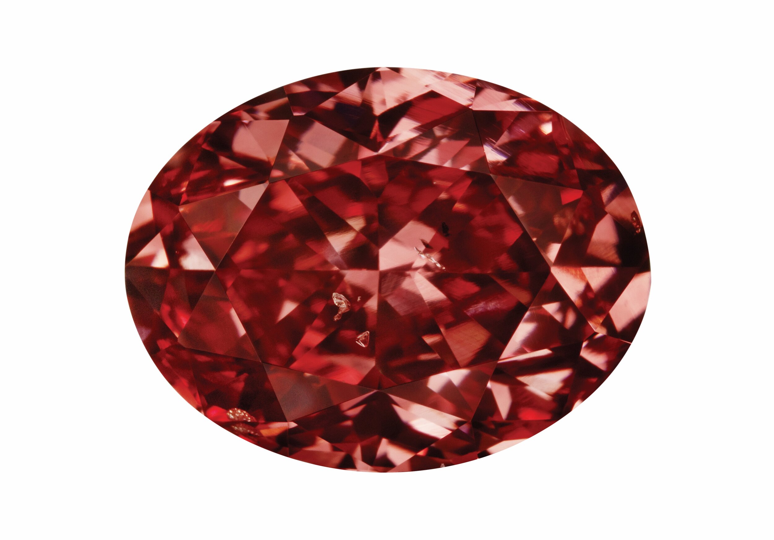 The Argyle Aurora, 1.47 carat fancy red oval cut diamond. Rio Tinto